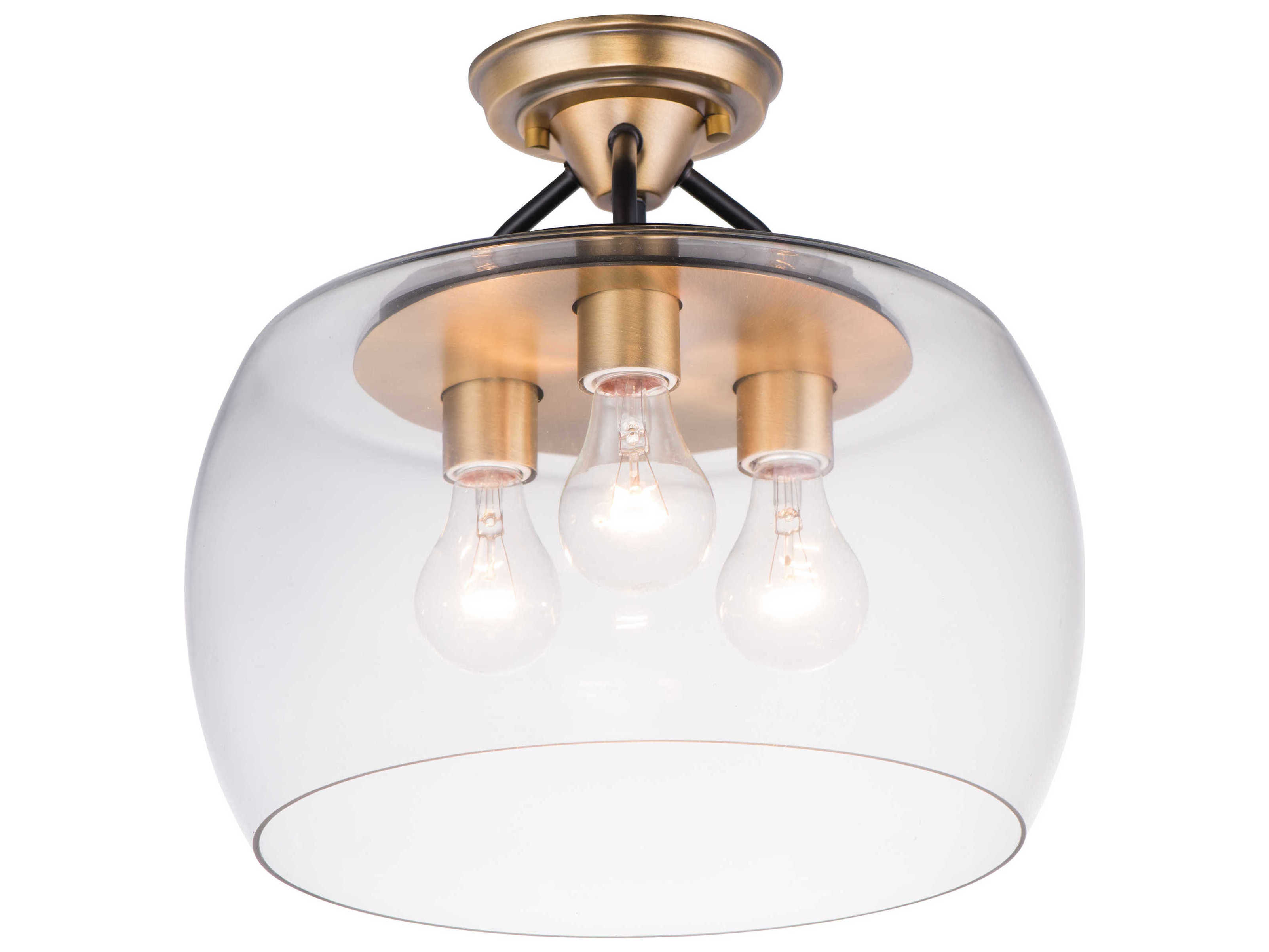 Maxim Lighting Goblet 3-Light Bronze Antique Brass Glass Drum Semi Flush Mount
