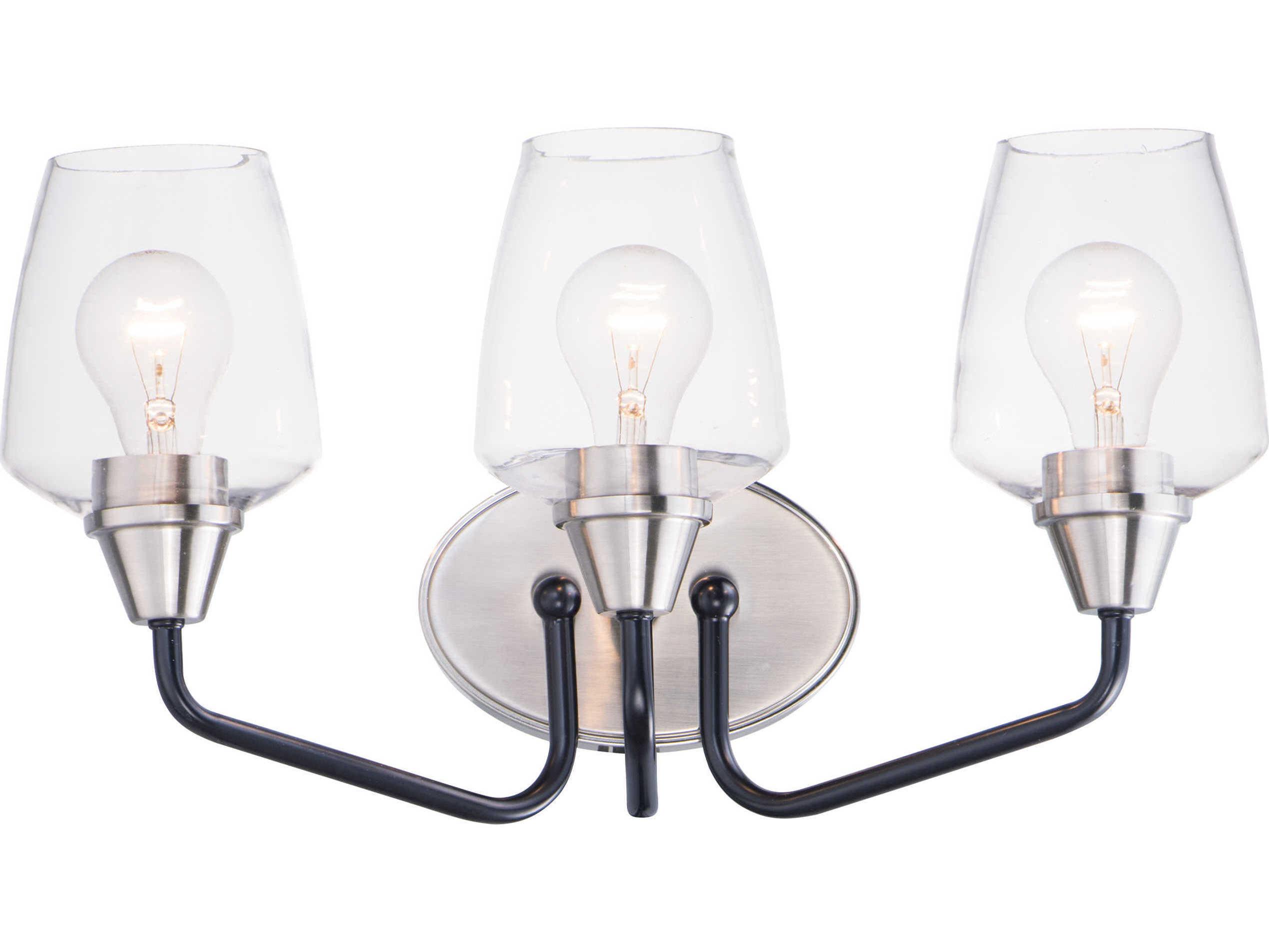 Maxim Lighting Goblet 3-Light Black Satin Nickel Glass Vanity Light
