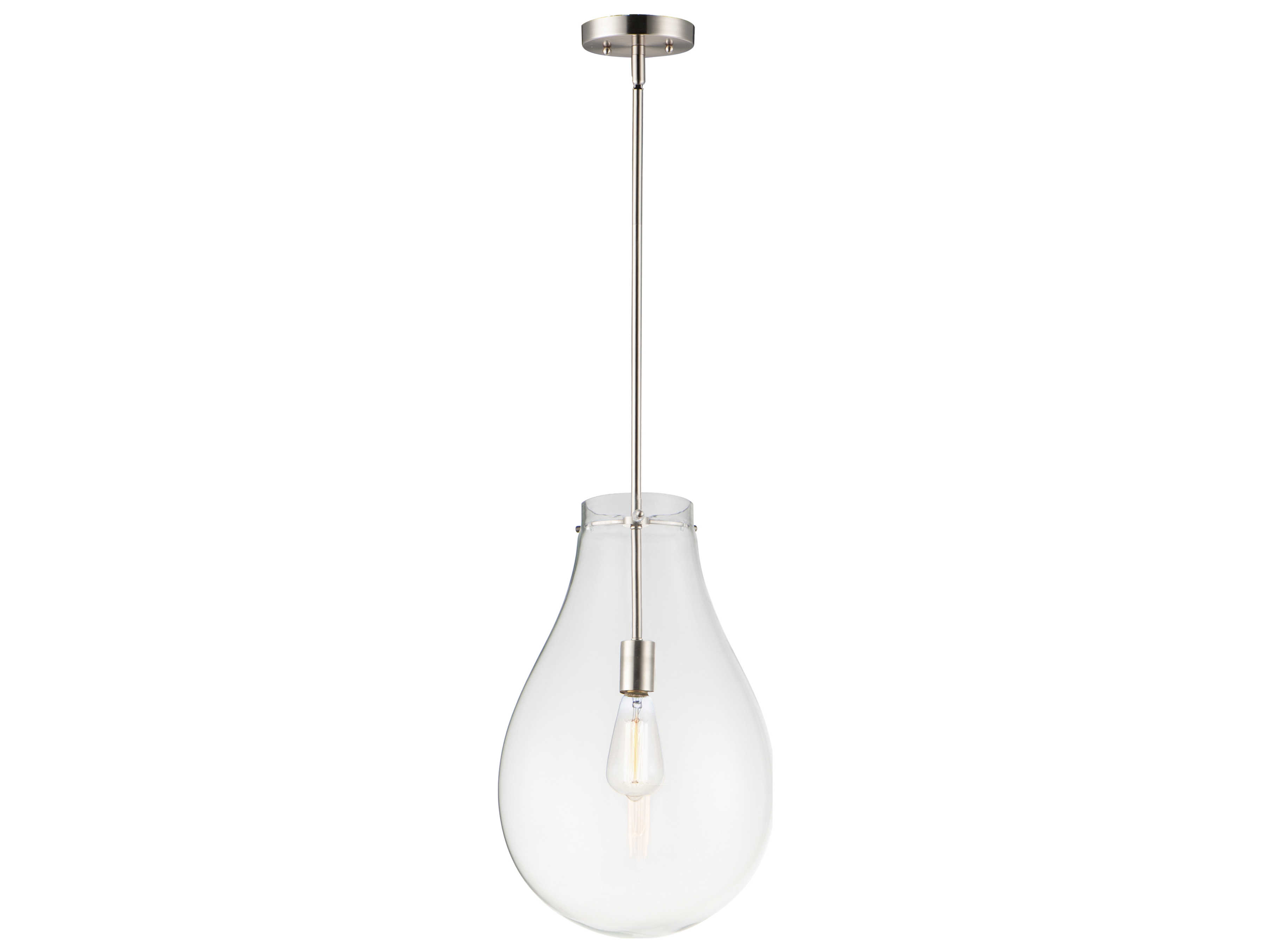 Maxim Lighting Gourd 1-Light Satin Nickel Crystal Glass Bell Globe Mini Pendant