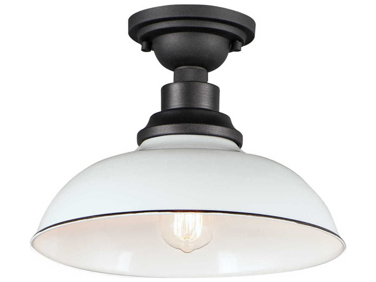 Maxim Lighting Granville 1-Light White Black Bowl Flush Mount