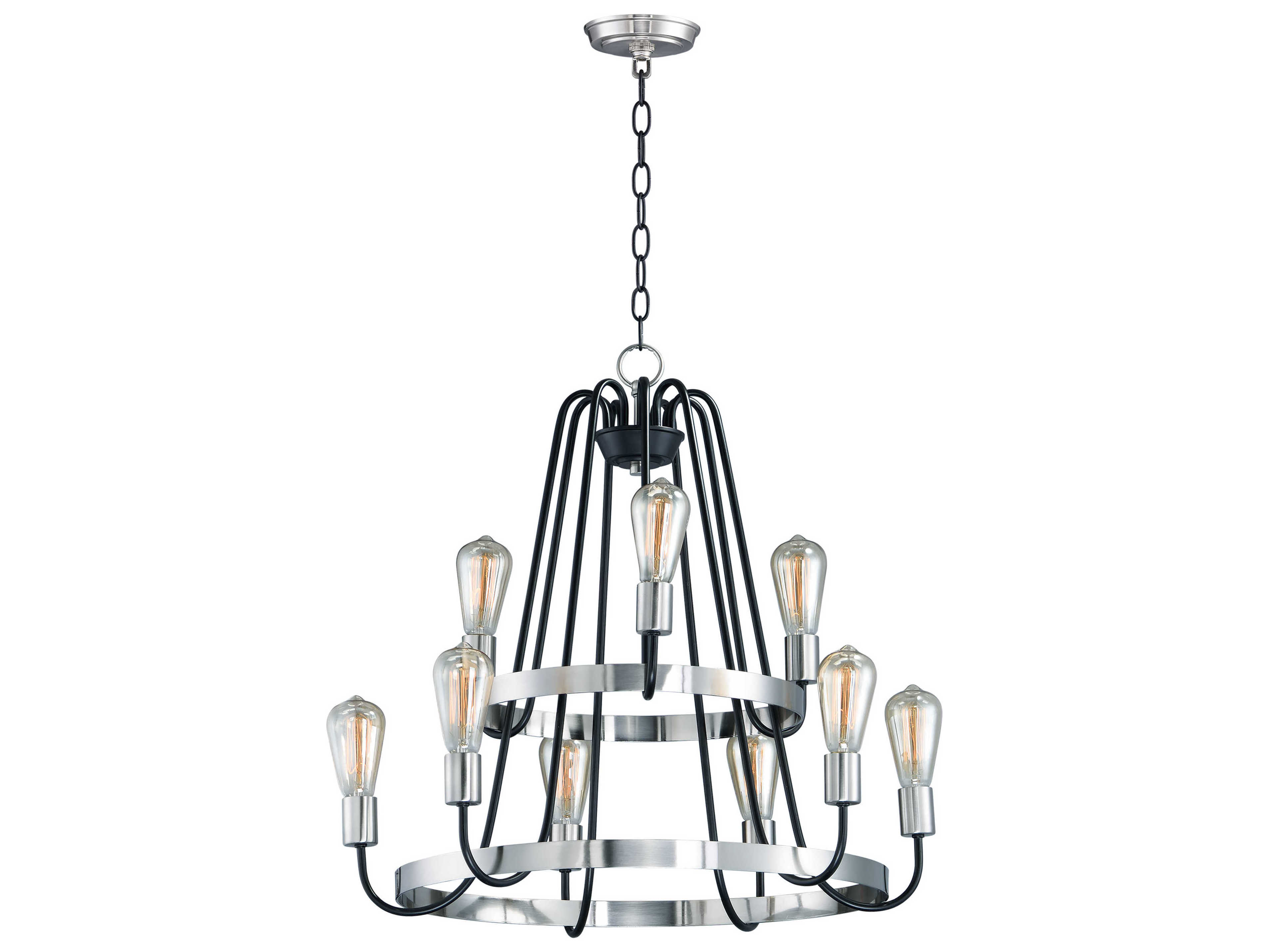 Maxim Lighting Haven 9-Light Black Satin Nickel Candelabra Tiered Chandelier