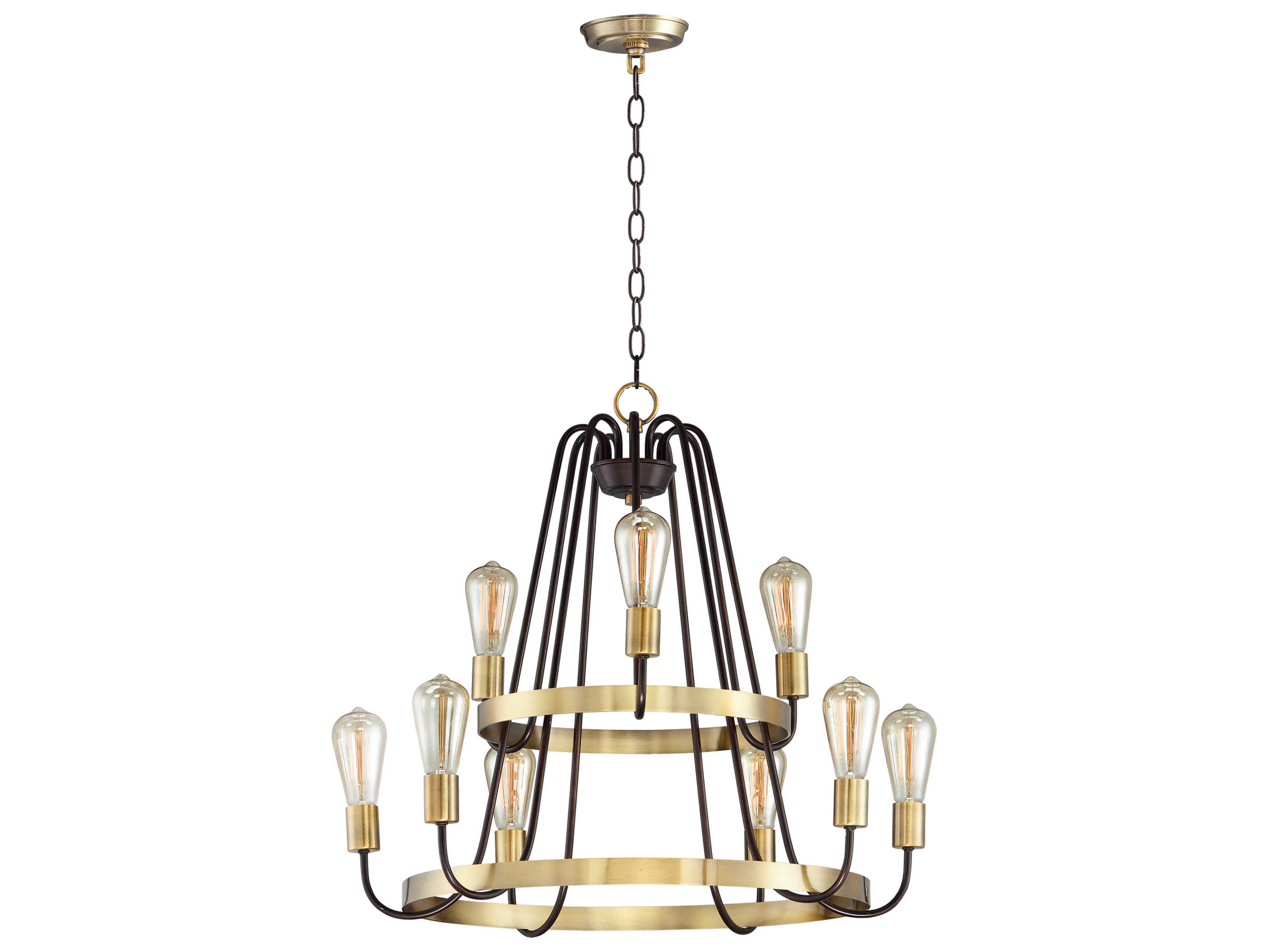 Maxim Lighting Haven 9-Light Oil Rubbed Bronze Antique Brass Candelabra Tiered Chandelier