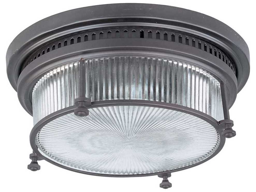Maxim Lighting Hi-bay 2-Light Bronze Glass Drum Flush Mount