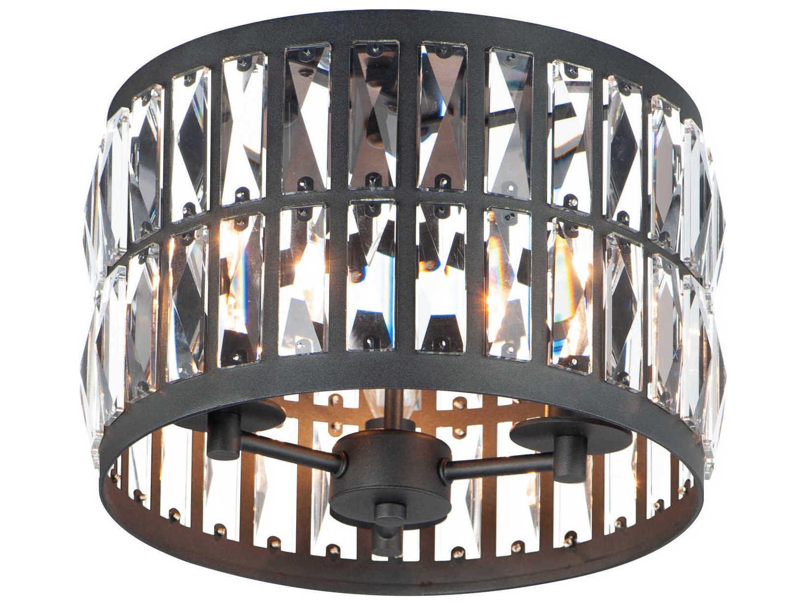 Maxim Lighting Madeline 3-Light Black Crystal Drum Flush Mount