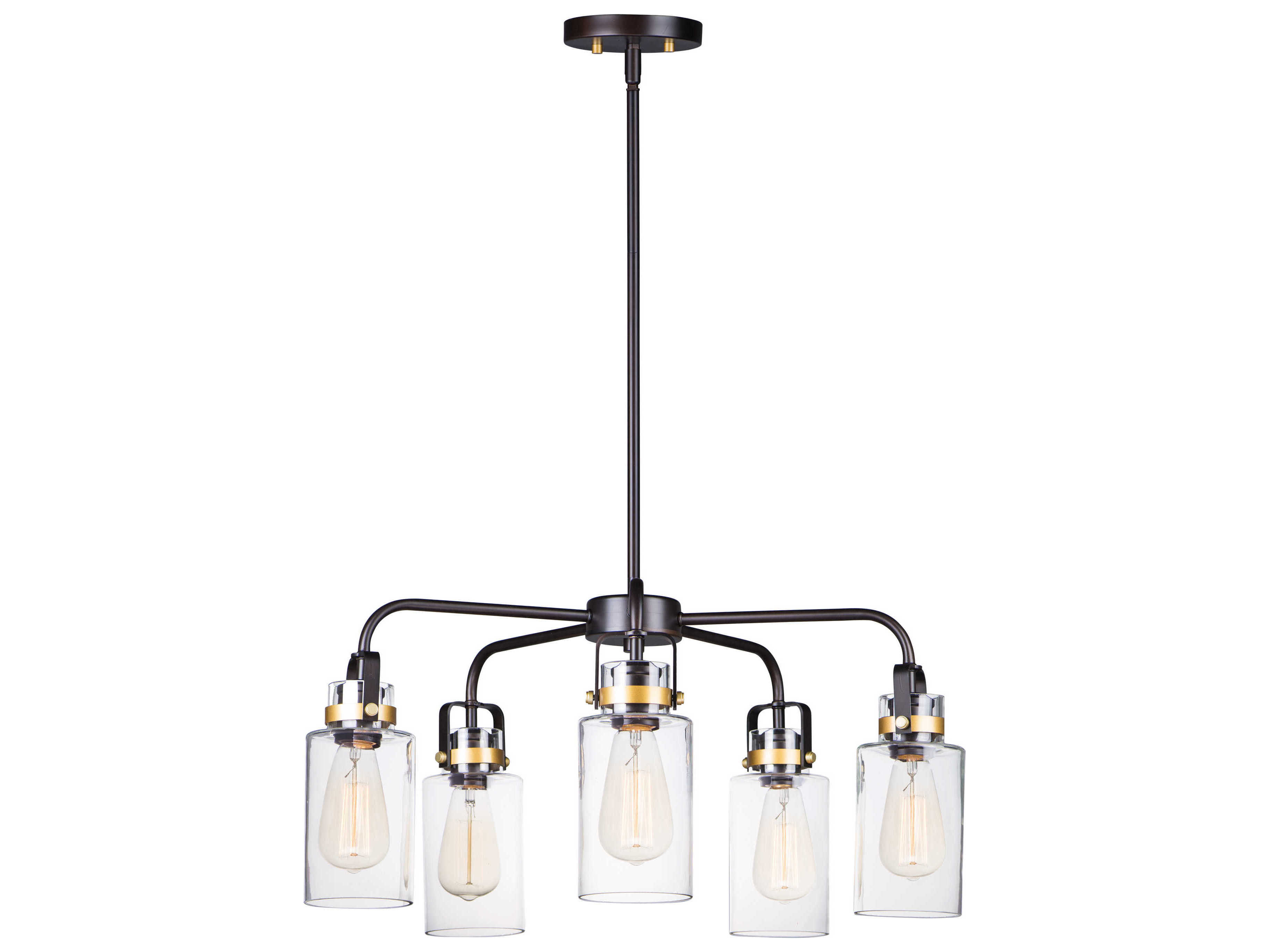 Maxim Lighting Magnolia 5-Light Bronze Gold Glass Cylinder Chandelier