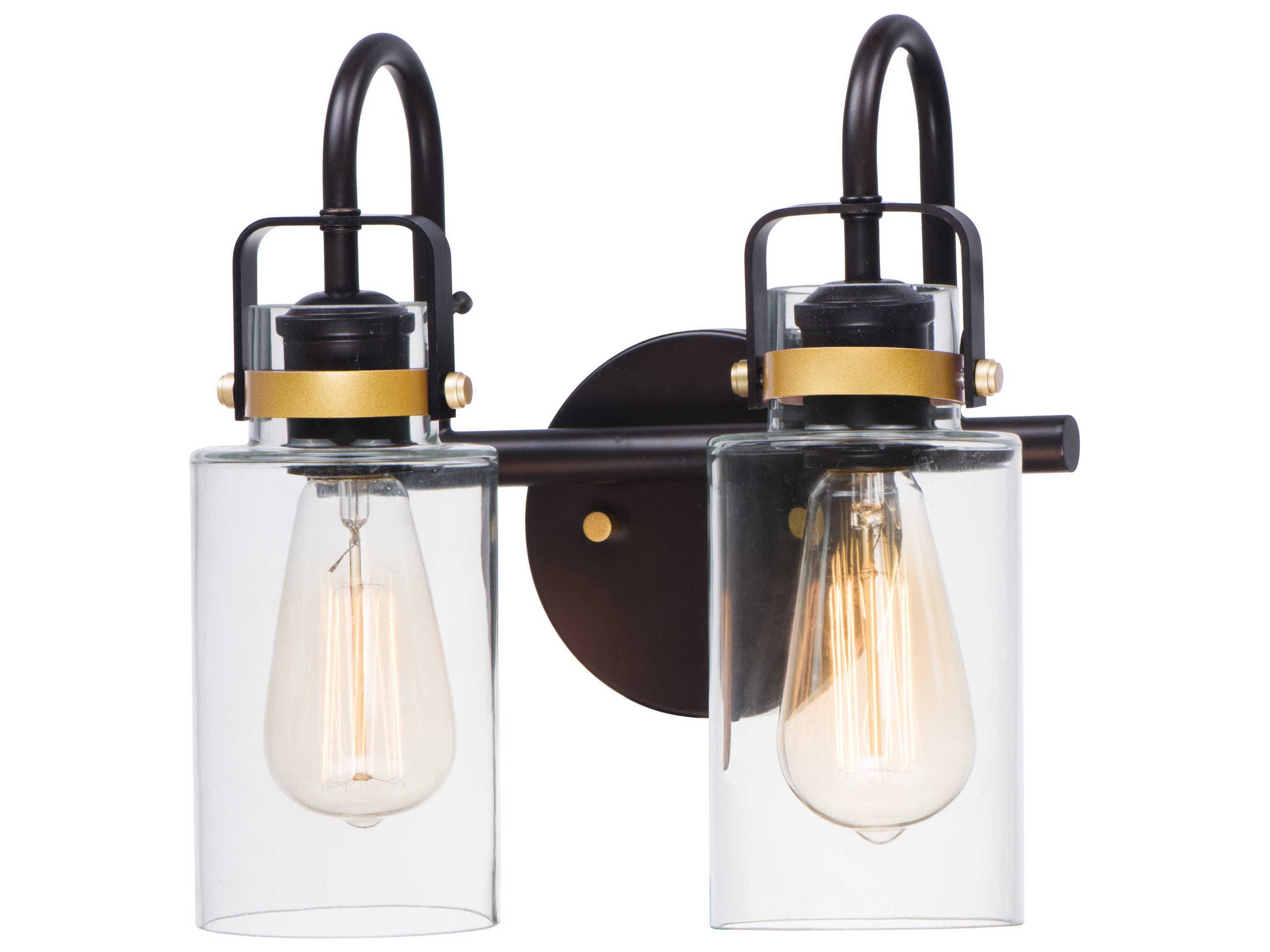 Maxim Lighting Magnolia 2-Light Bronze Gold Glass Vanity Light