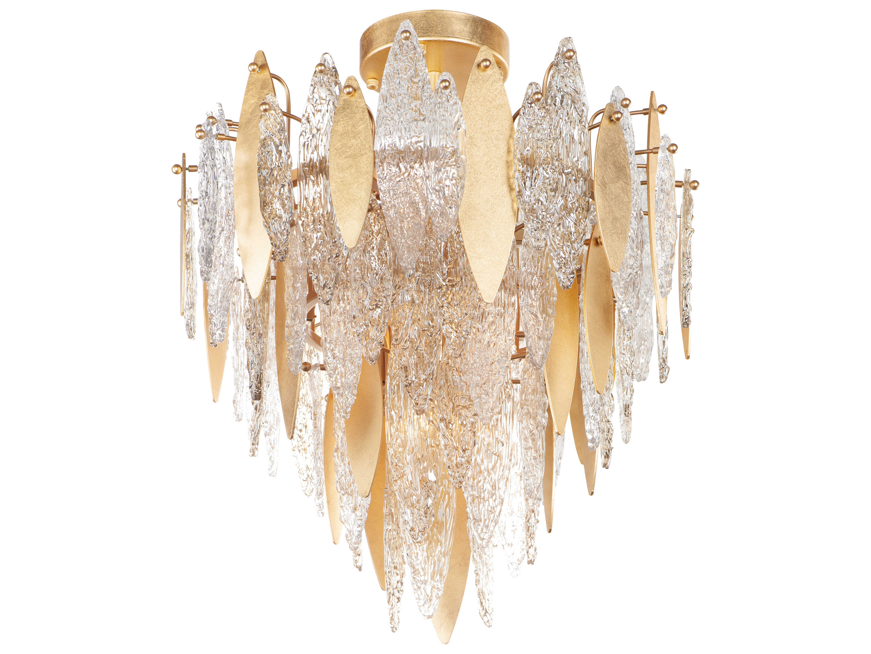 Maxim Lighting Majestic 10-Light Gold Leaf Glass Semi Flush Mount