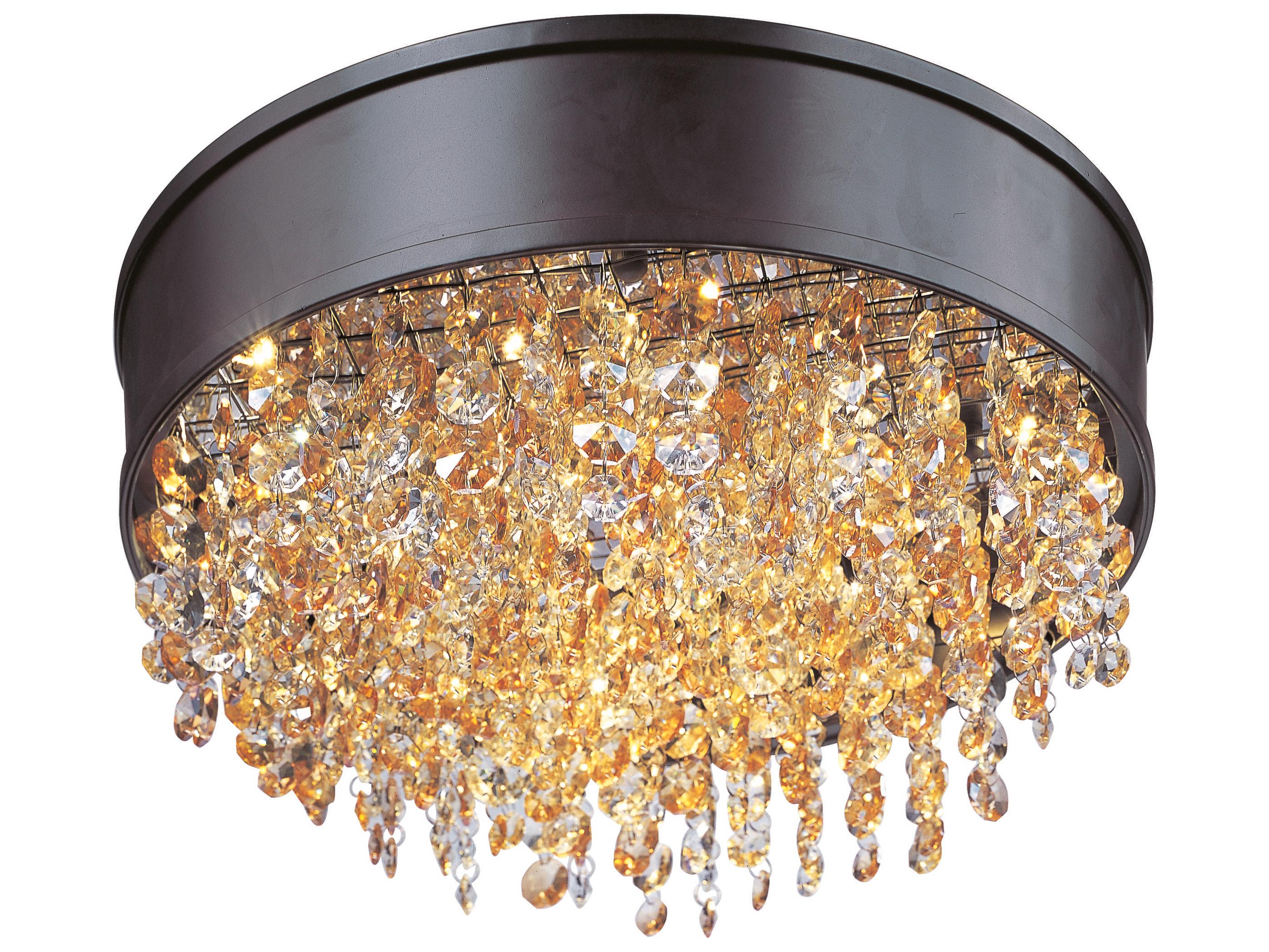 Maxim Lighting Mystic 1-Light Bronze Crystal LED Drum Flush Mount