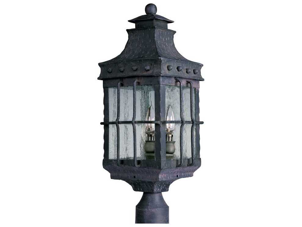 Maxim Lighting Nantucket & Seedy Glass Incandescent 3 - Light Outdoor Post Light