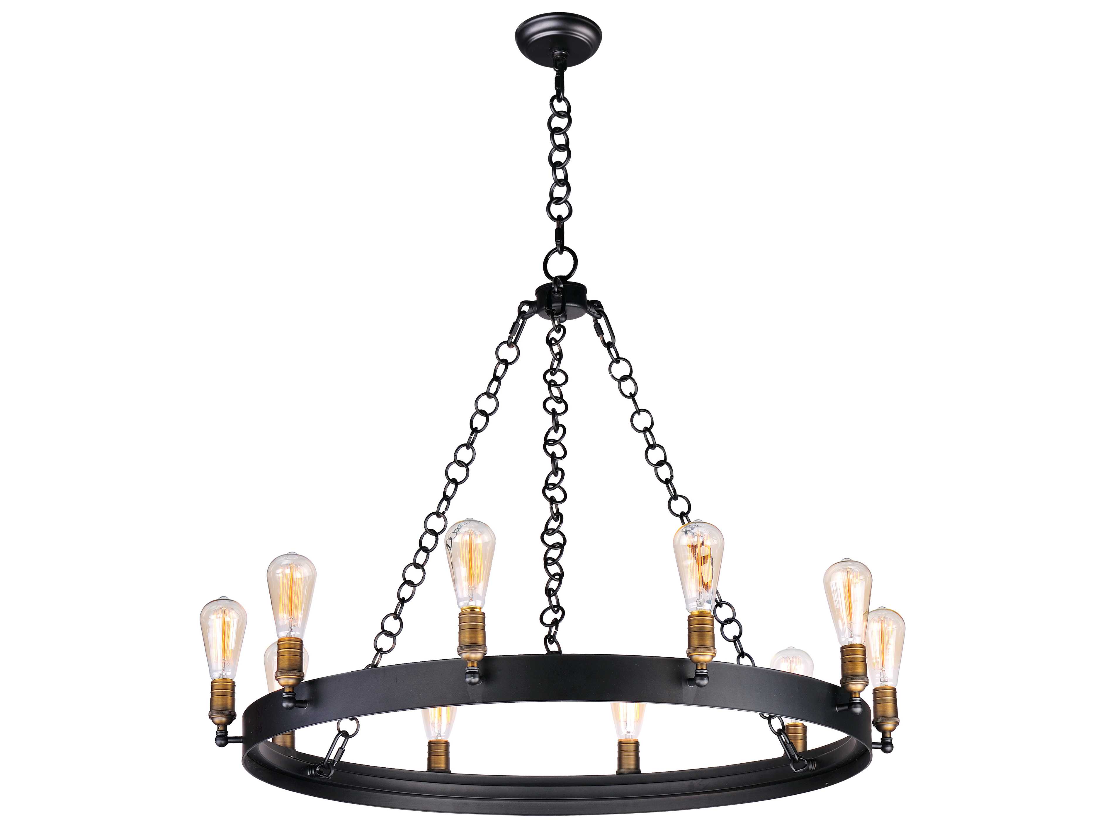 Maxim Lighting Noble 10-Light Black Natural Aged Brass Chandelier
