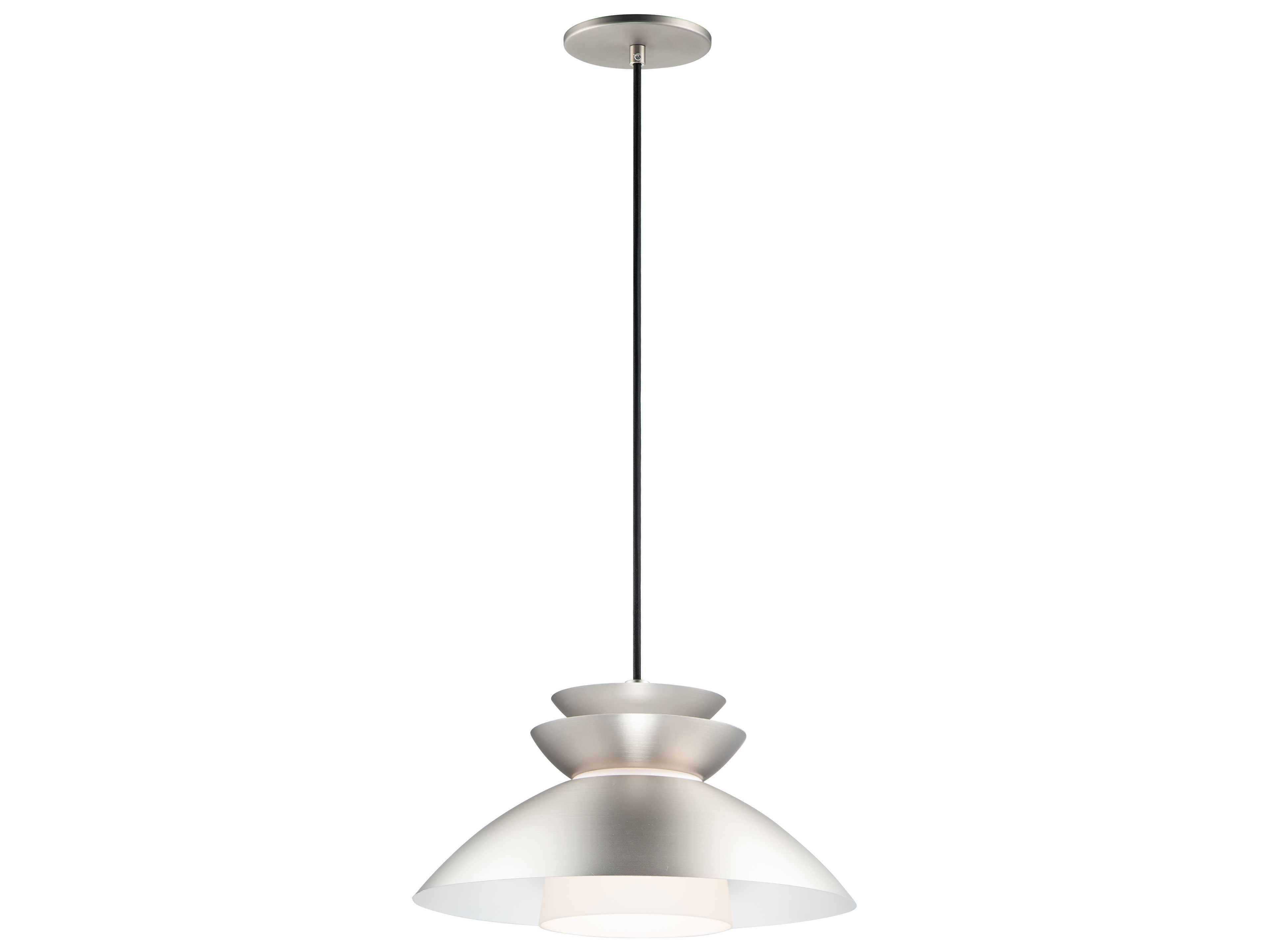 Maxim Lighting Nordic 1-Light Brushed Platinum Silver Glass Bowl Pendant