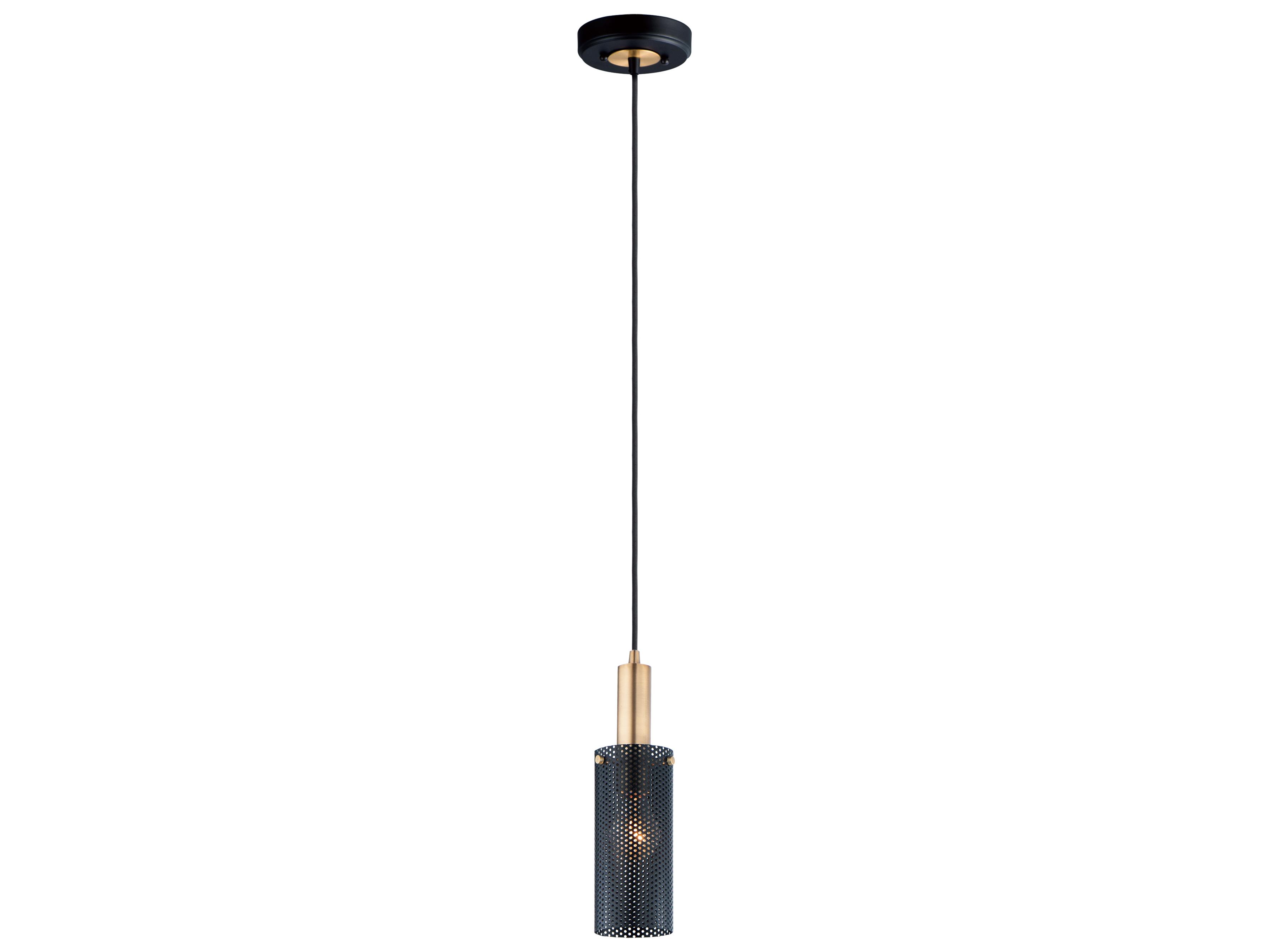 Maxim Lighting Perf 1-Light Black Satin Brass Cylinder Mini Pendant