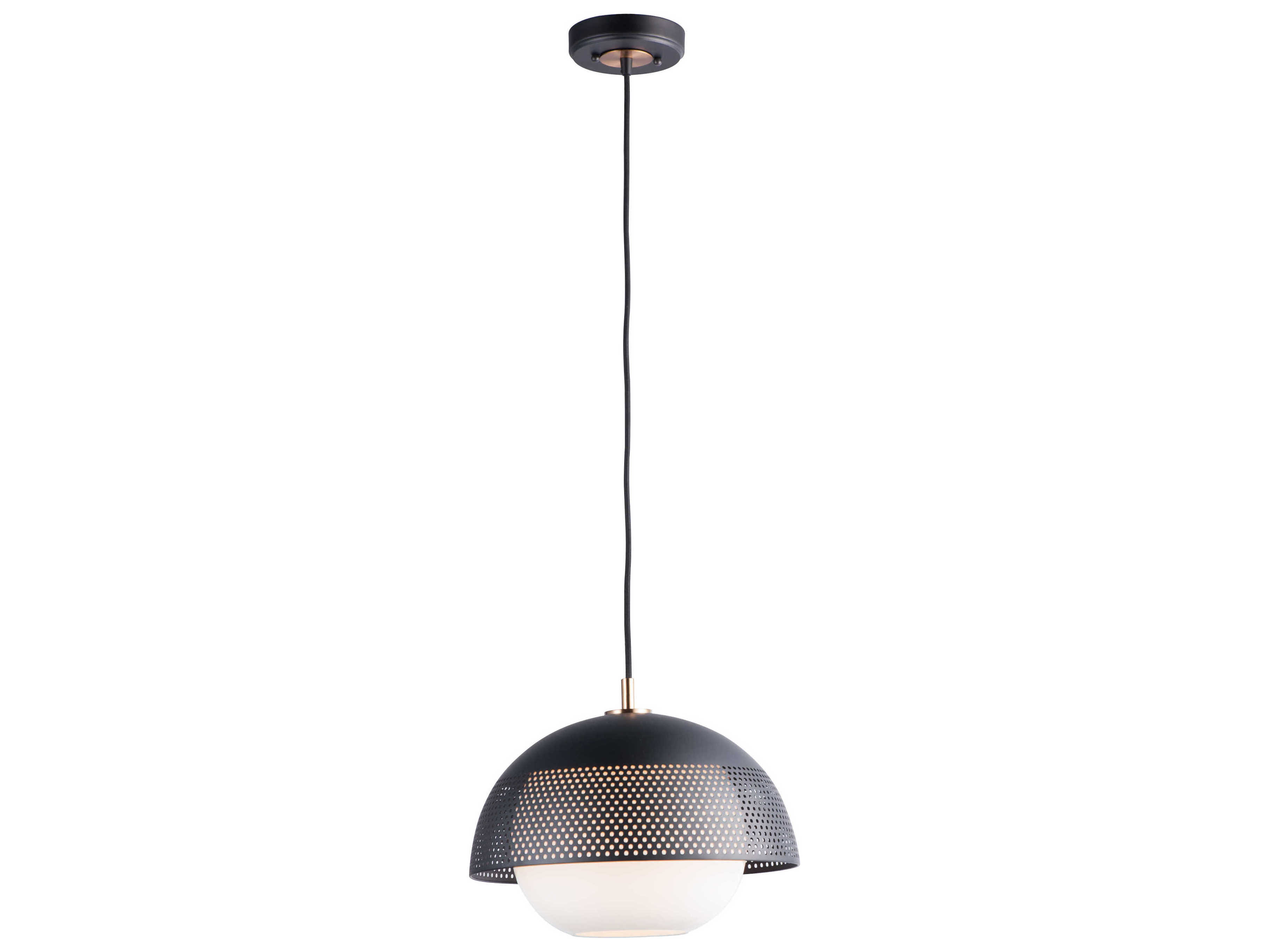 Maxim Lighting Perf 1-Light Black Satin Brass Glass Dome Globe Pendant