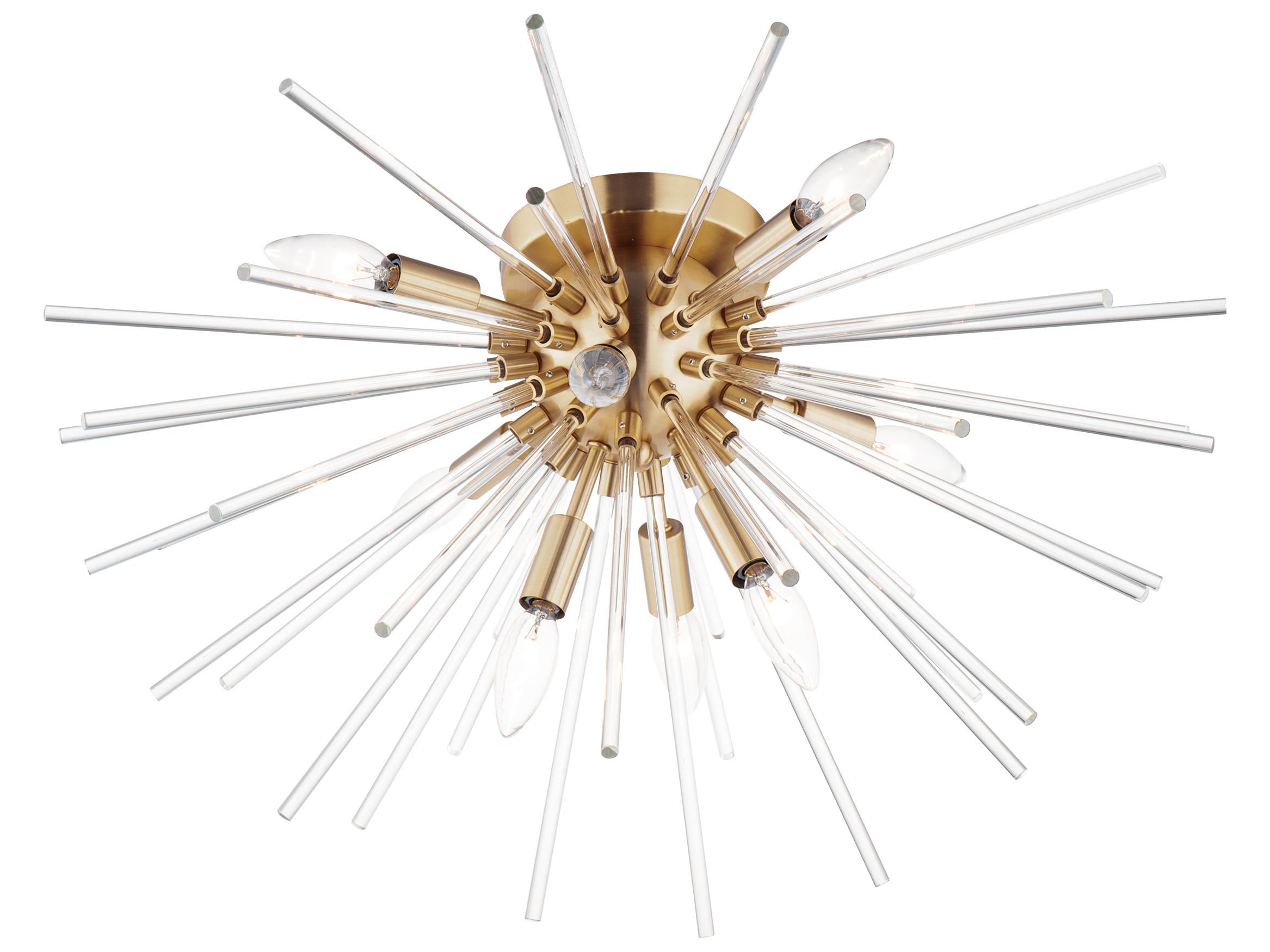 Maxim Lighting Polaris 8-Light Satin Brass Glass Sputnik Flush Mount