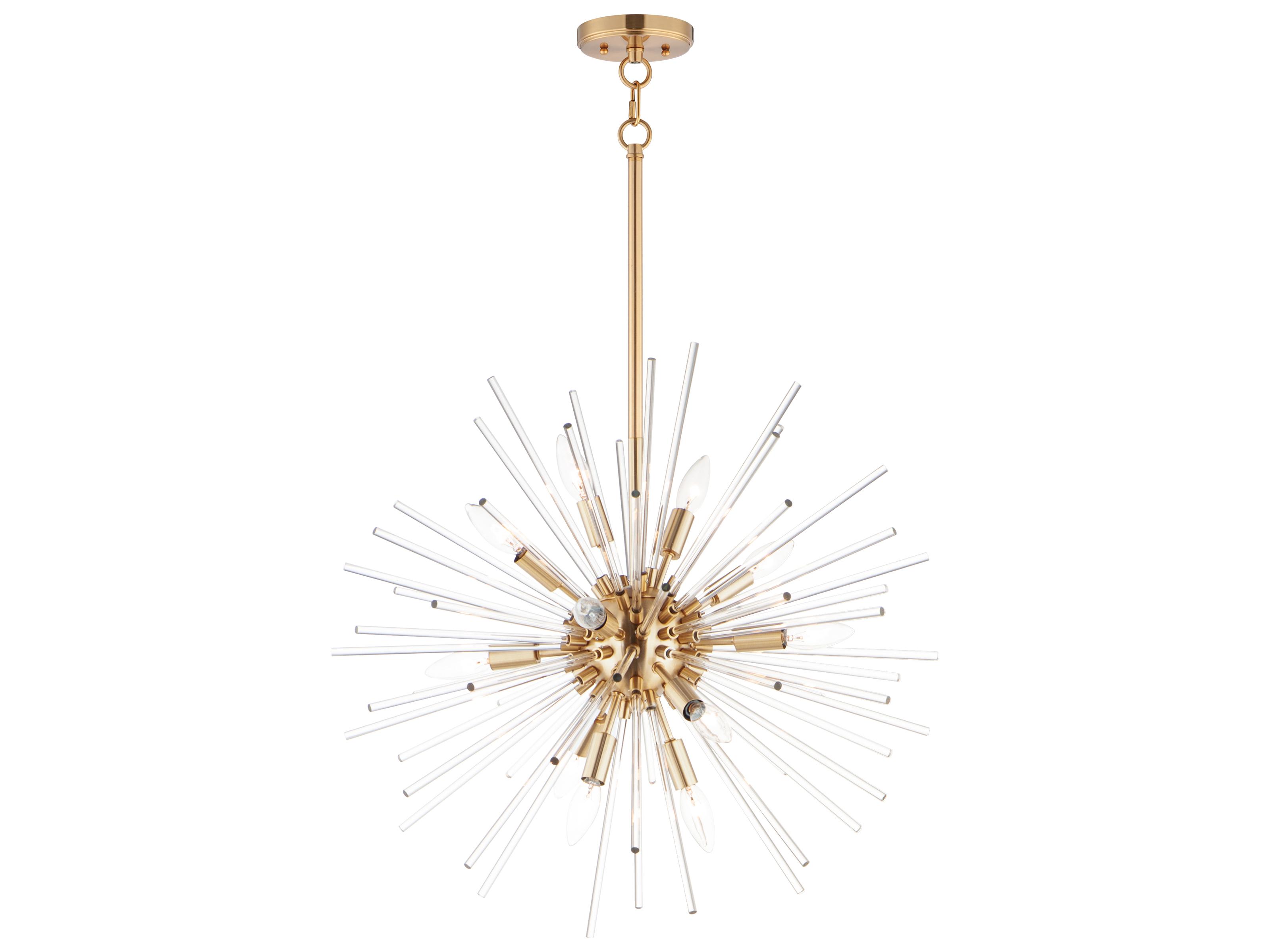 Maxim Lighting Polaris 12-Light Satin Brass Glass Sputnik Pendant
