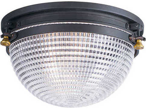 Maxim Lighting Portside 1-Light Oil Rubbed Bronze Antique Brass Clear Crystal Glass Bowl Flush Mount