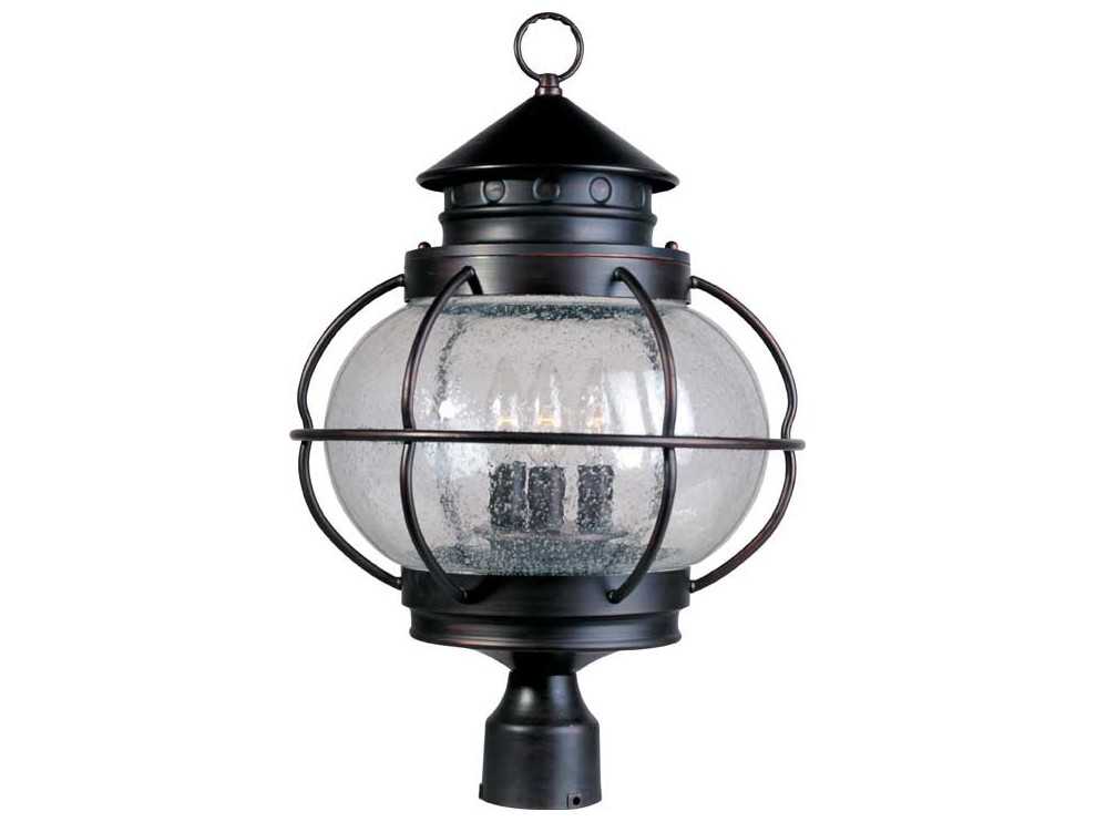 Maxim Lighting Portsmouth & Seedy Glass 3 - Light Outdoor Post Light