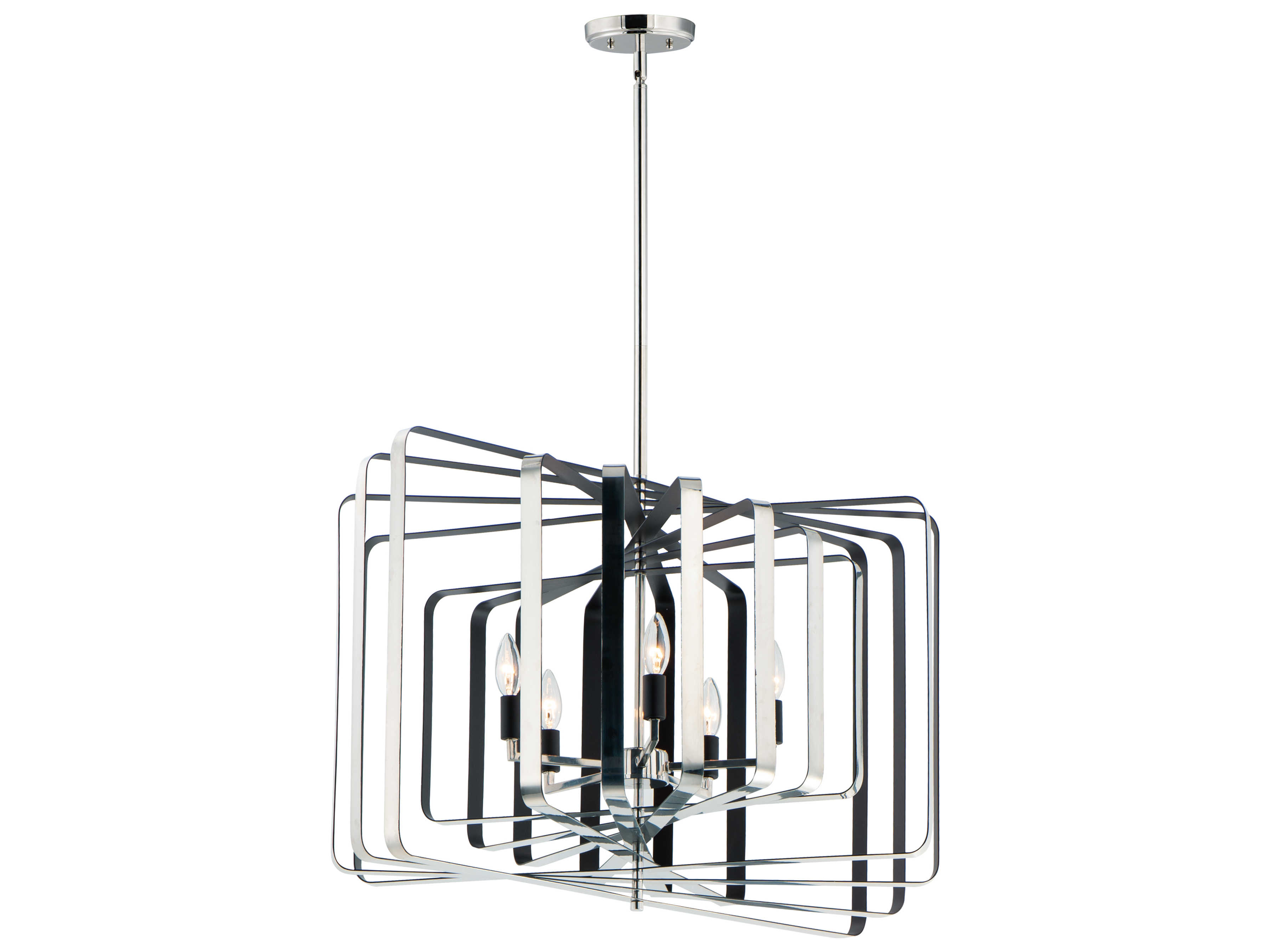 Maxim Lighting Radial 5-Light Polished Nickel Black Candelabra Geometric Chandelier