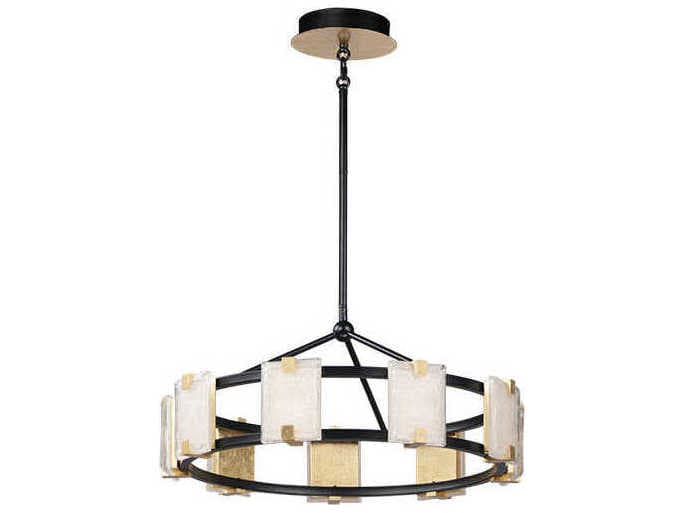 Maxim Lighting Radiant 9-Light Black Gold Leaf Glass LED Drum Chandelier