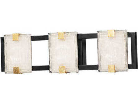Maxim Lighting Radiant 3-Light Black Gold Leaf Glass LED Vanity Light