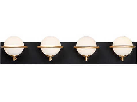 Maxim Lighting Revolve 4-Light Black Gold White Glass LED Vanity Light
