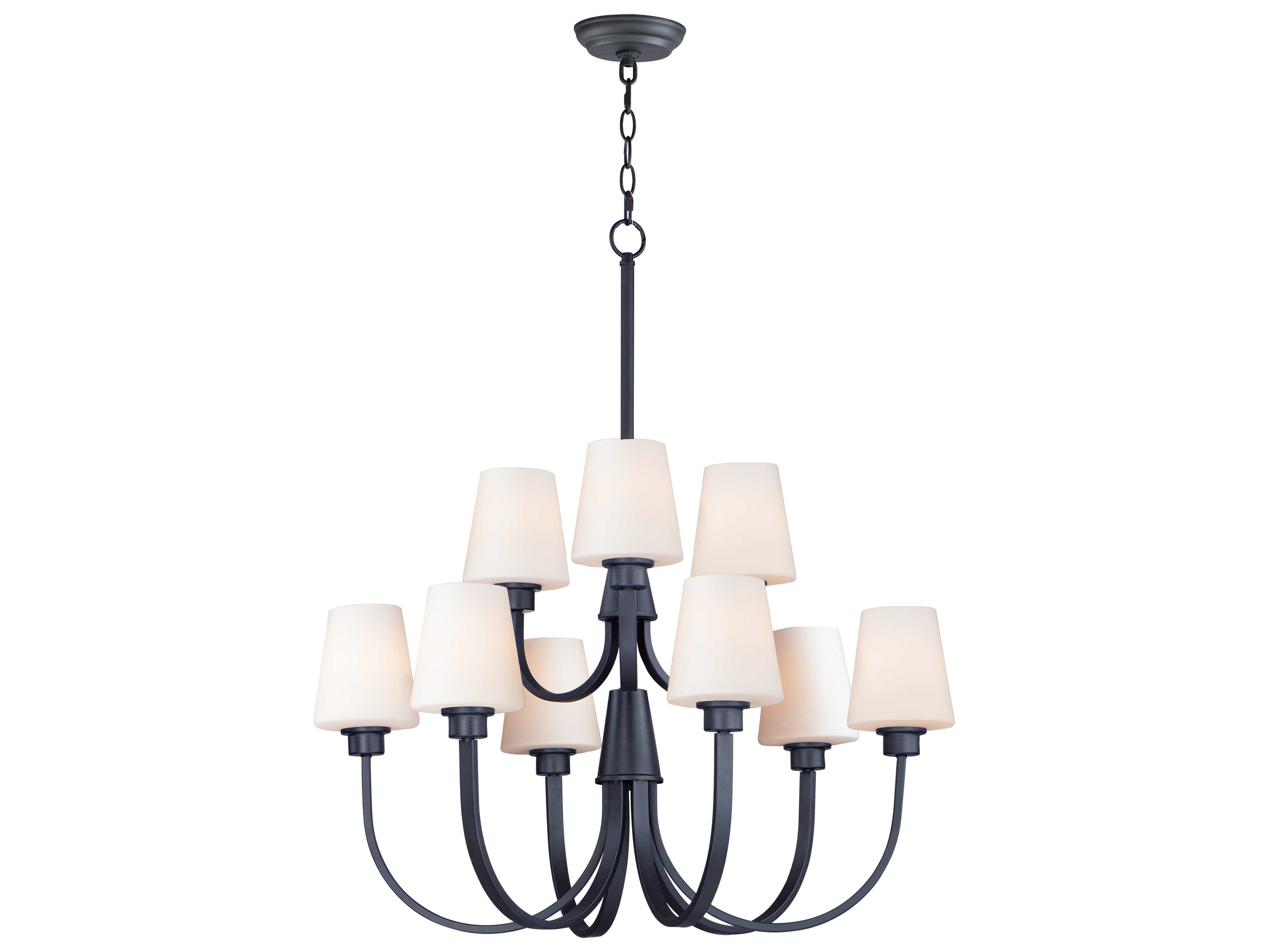 Maxim Lighting Shelter 9-Light Black Glass Empire Tiered Chandelier