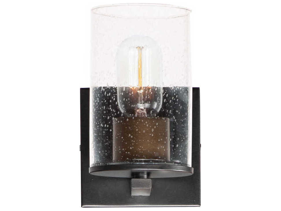 Maxim Lighting Sleek 1-Light Antique Brass Black Glass Wall Sconce