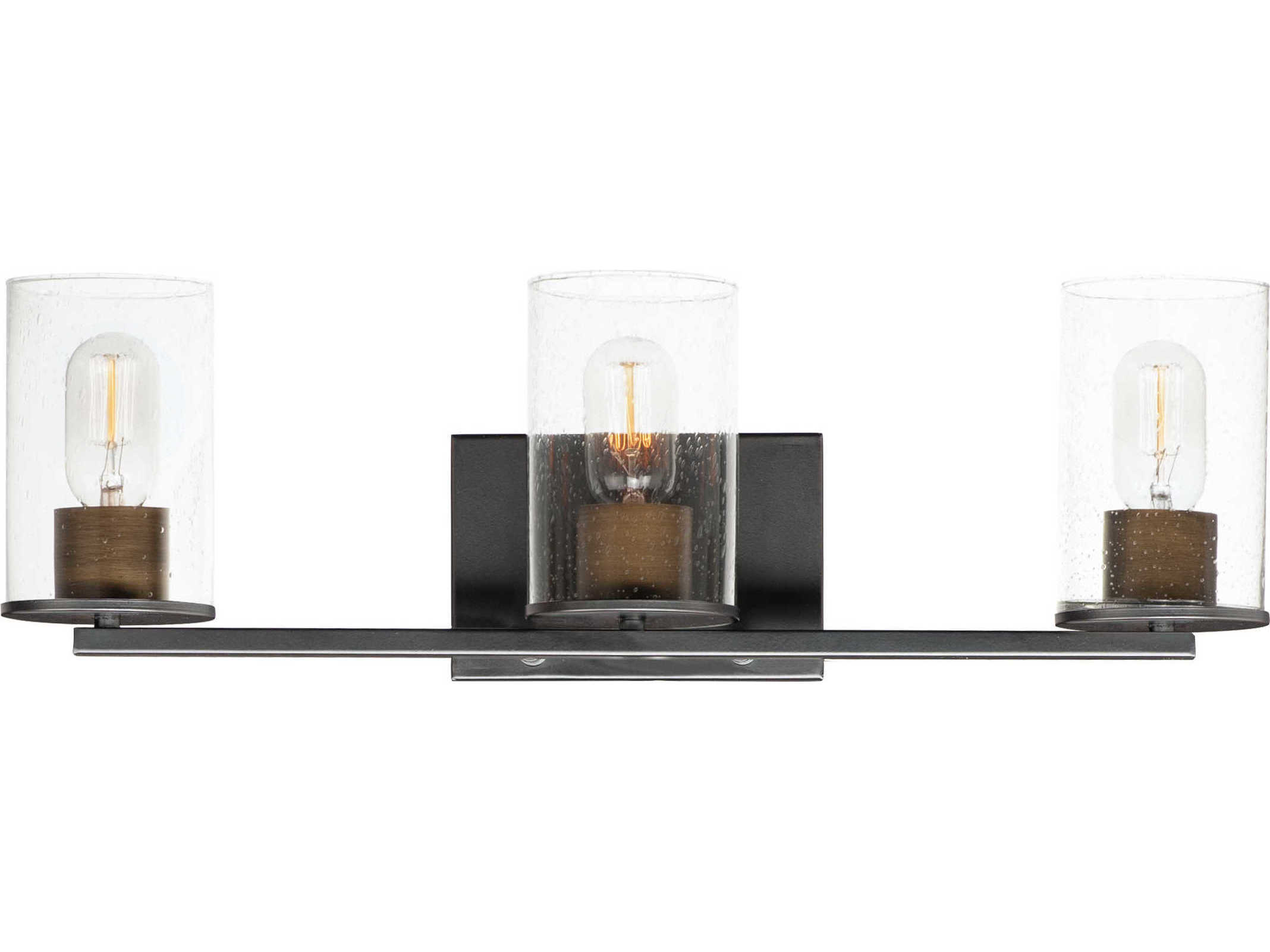 Maxim Lighting Sleek 3-Light Antique Brass Black Glass Vanity Light