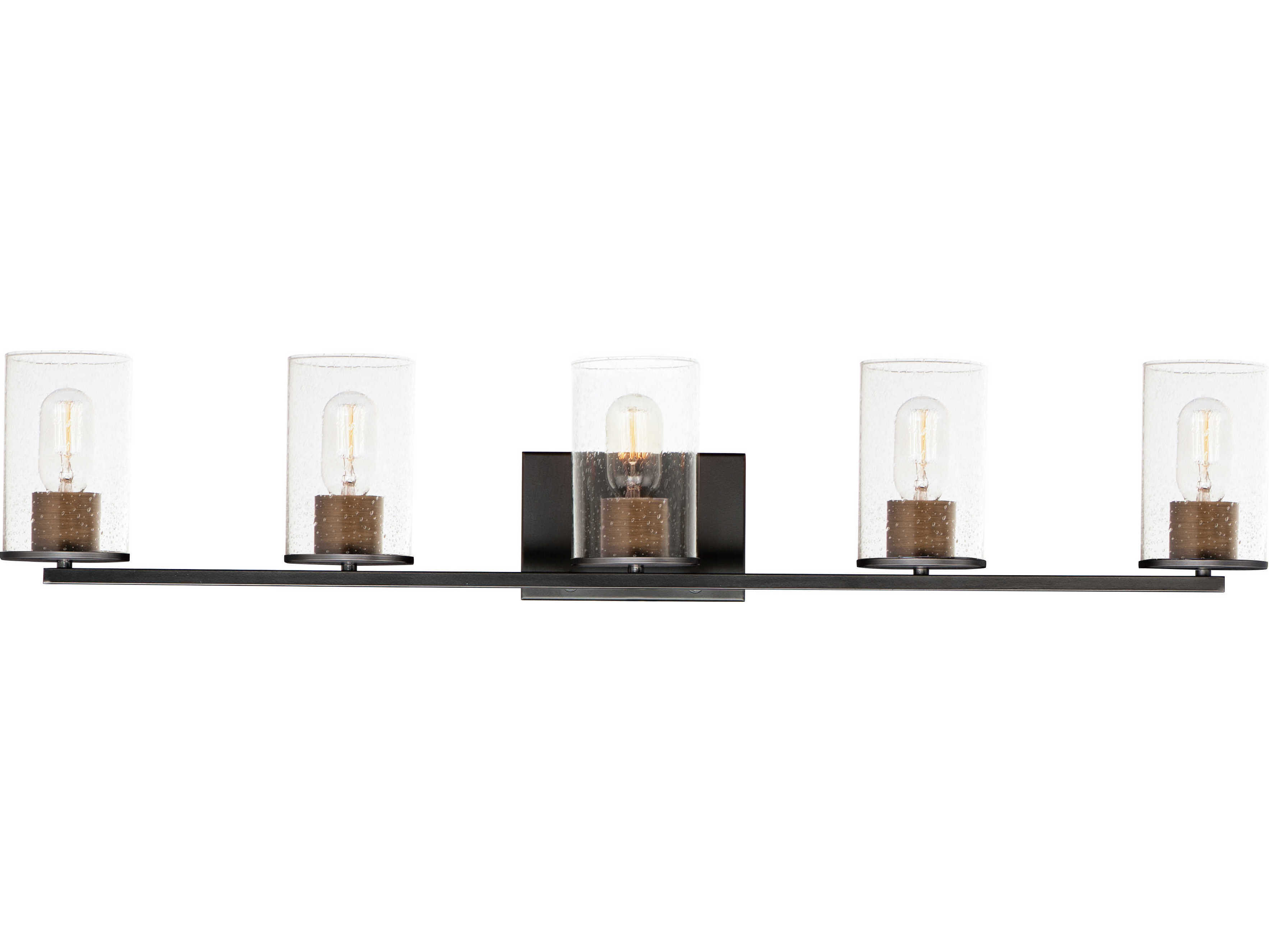 Maxim Lighting Sleek 5-Light Antique Brass Black Glass Vanity Light