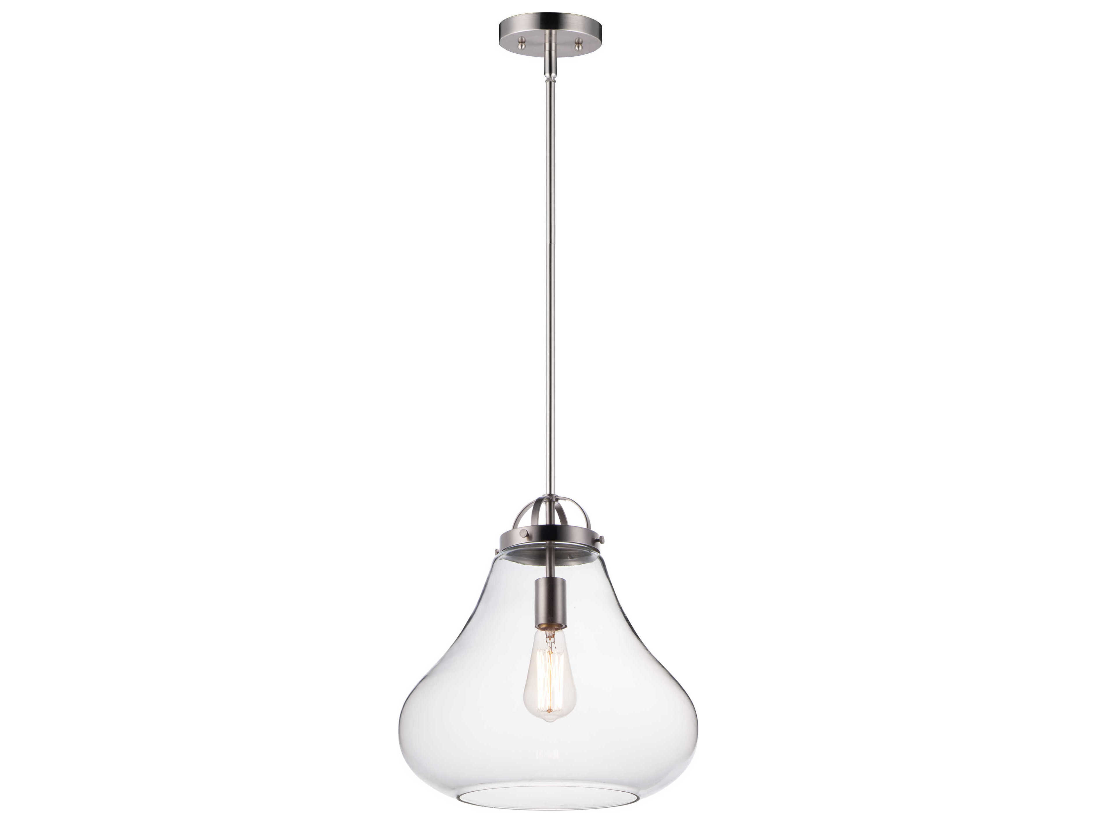Maxim Lighting Stella 1-Light Satin Nickel Glass Bell Pendant