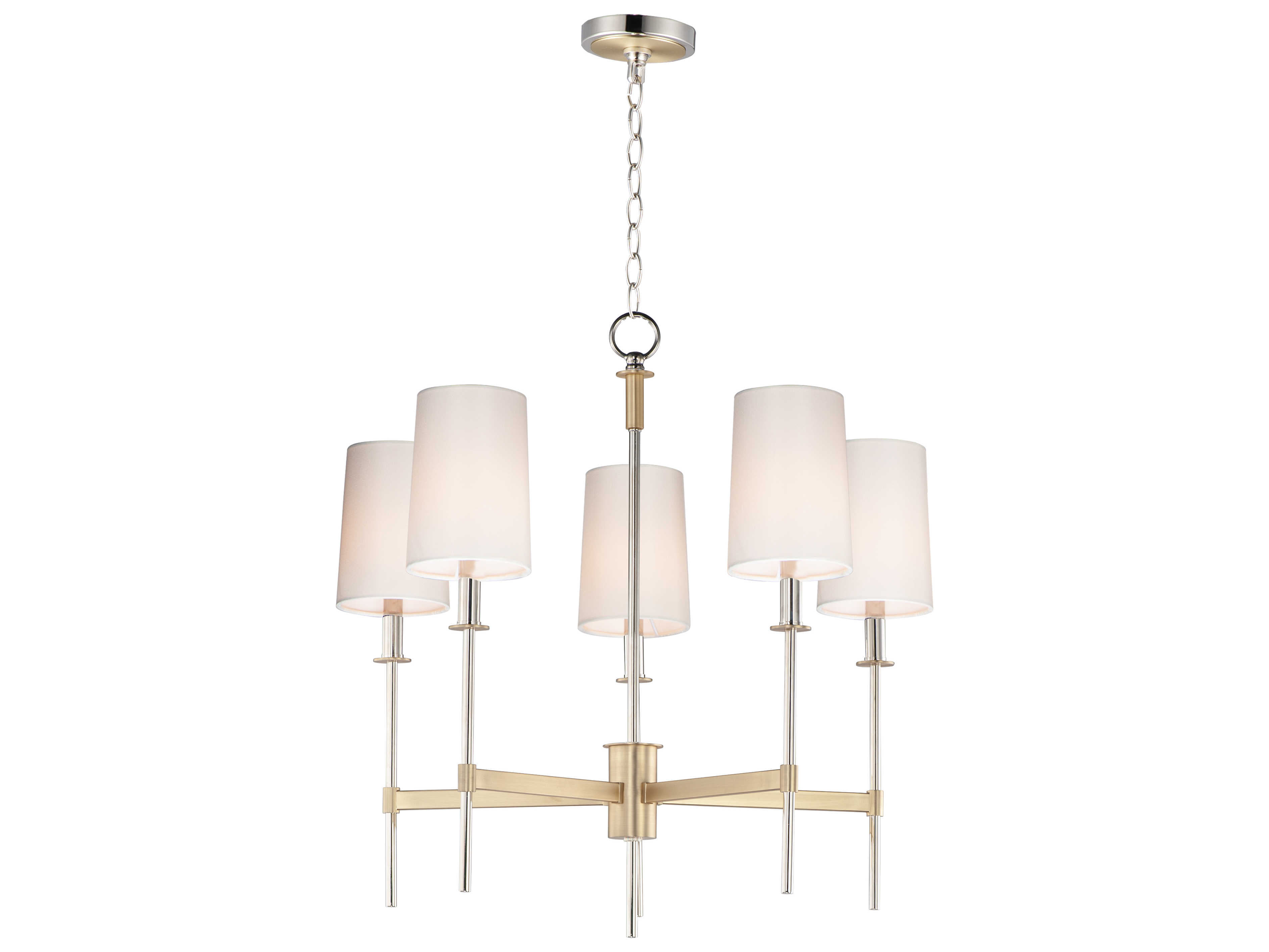Maxim Lighting Uptown 5-Light Satin Brass Polished Nickel Candelabra Empire Chandelier