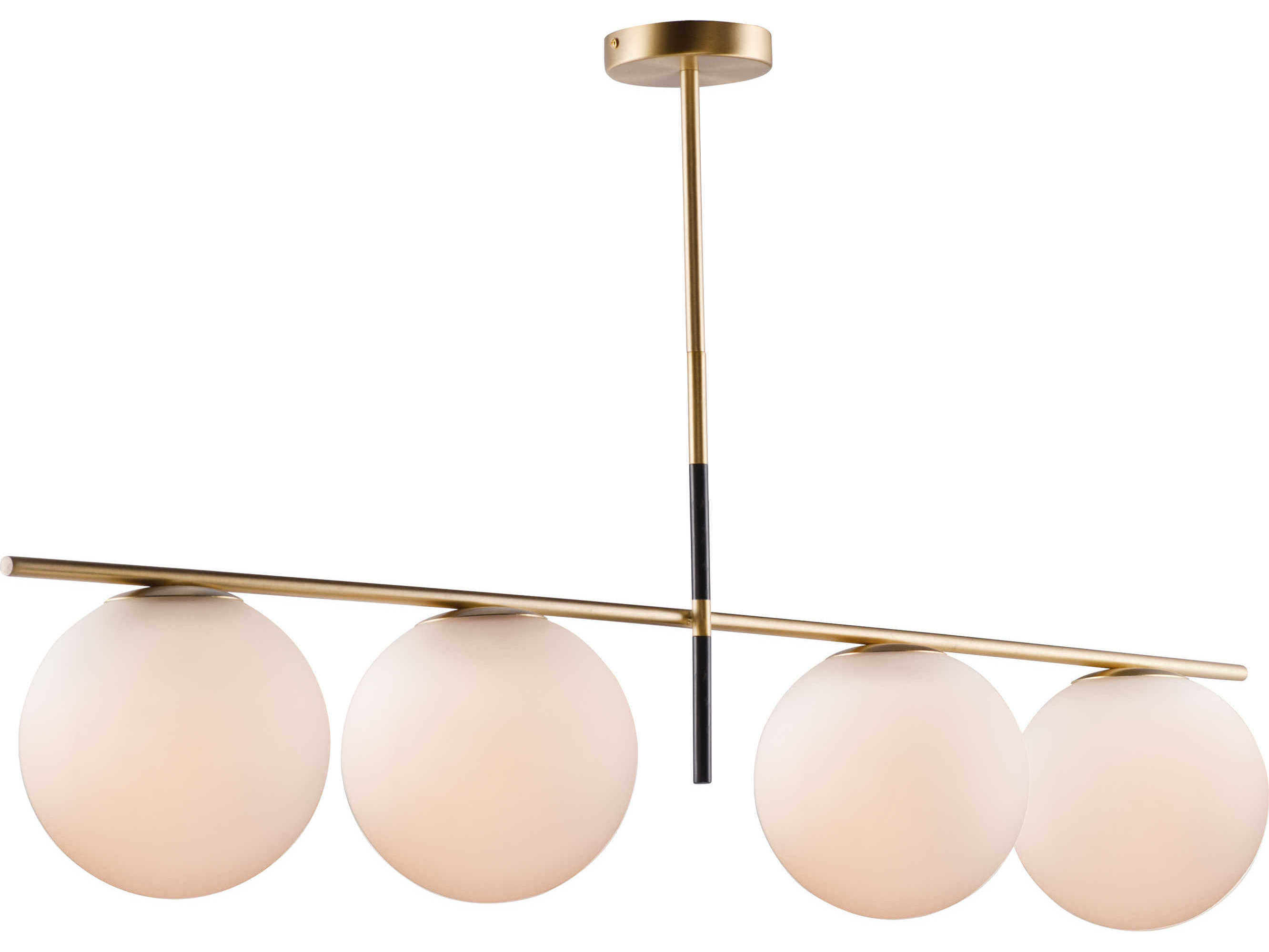 Maxim Lighting Vesper 4-Light Satin Brass Black Glass Globe Island Pendant