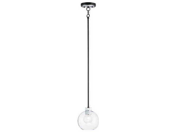 Maxim Lighting Vessel 1-Light Black Brushed Aluminum Clear Glass Globe Mini Pendant