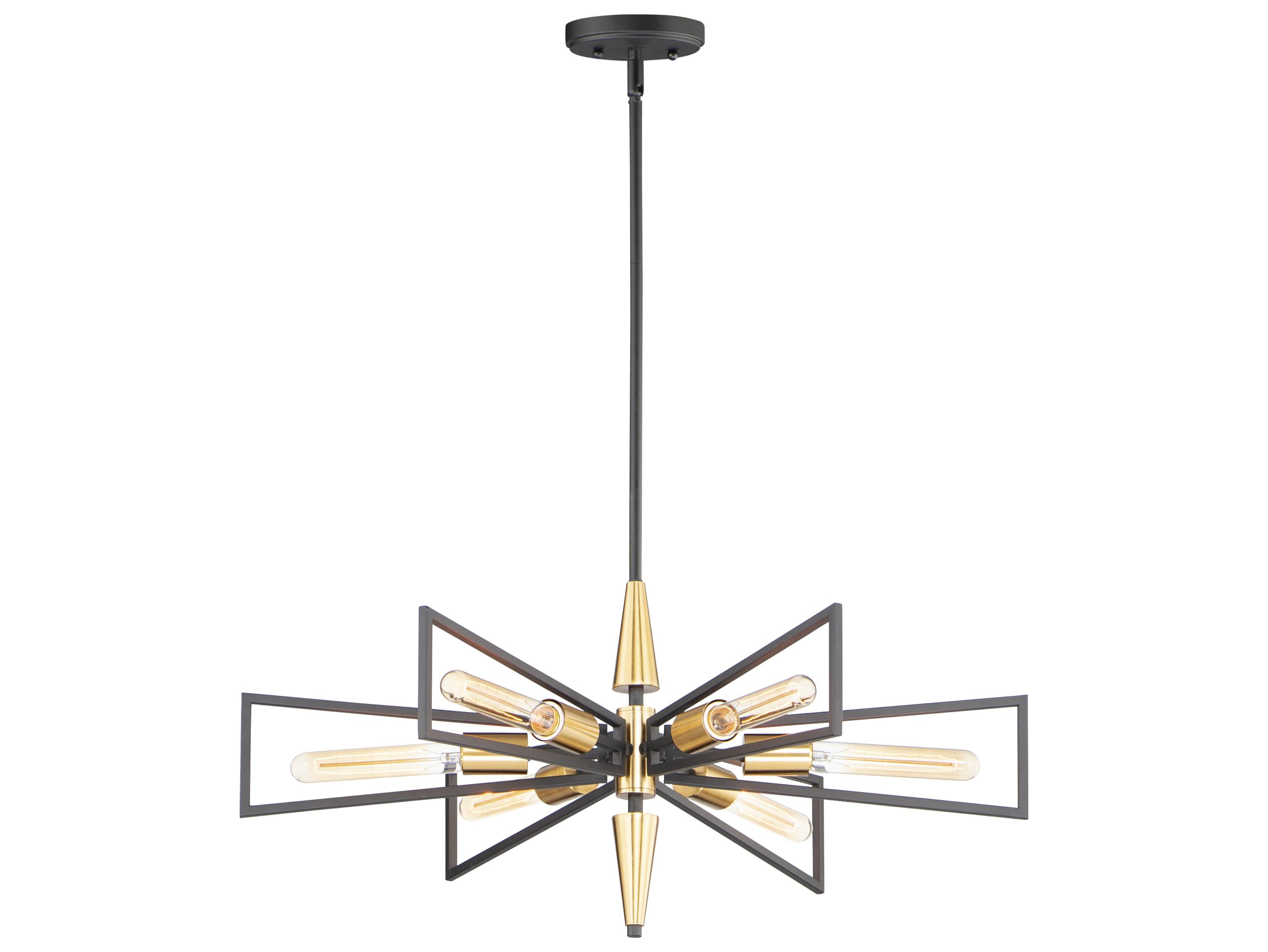 Maxim Lighting Wings 6-Light Black Satin Brass Geometric Sputnik Chandelier