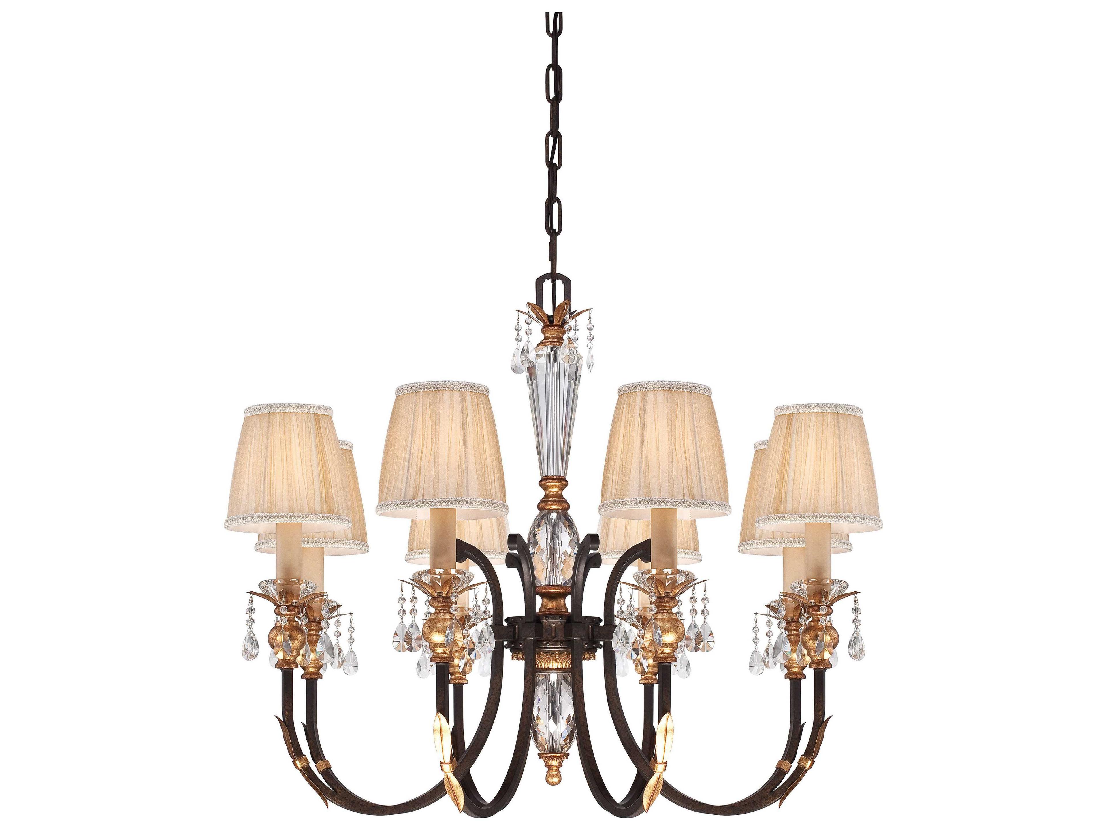 Metropolitan Bella Cristallo 8-Light French Bronze Gold Crystal Glass Candelabra Chandelier