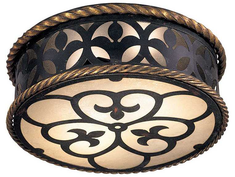 Metropolitan Montparnasse French Black With Gold Leaf Highlight Glass Drum Flush Mount