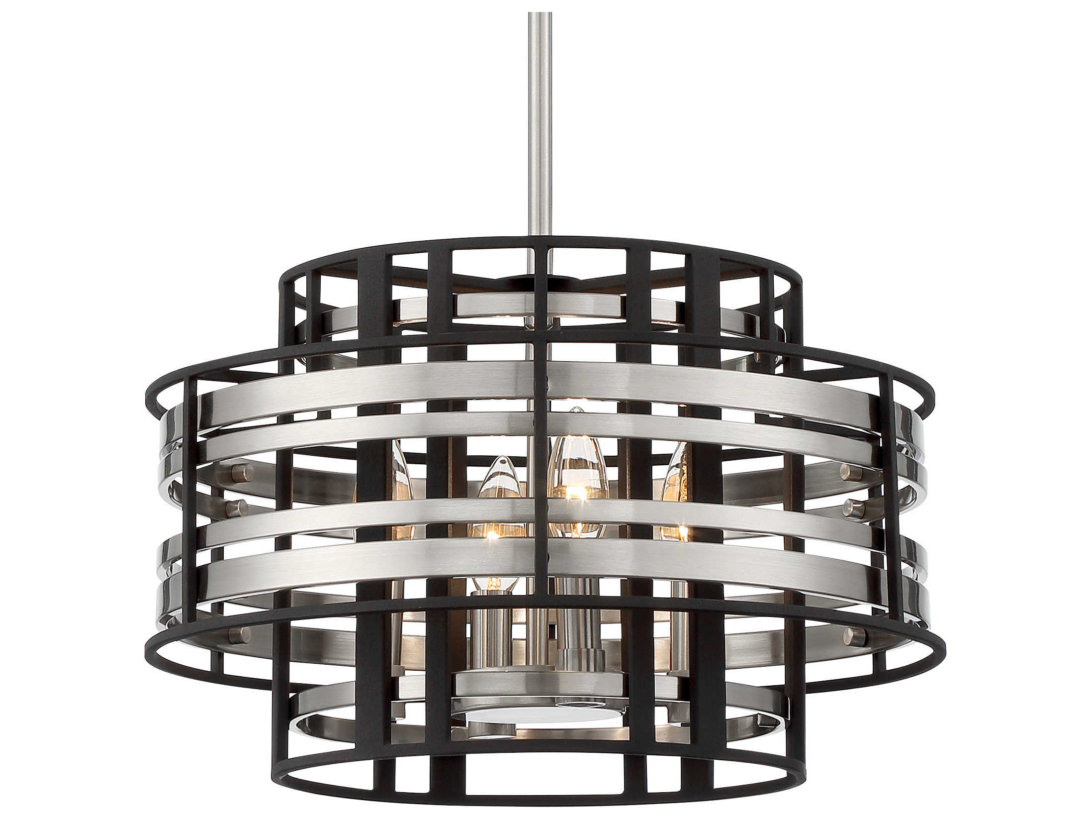 Metropolitan Preston 4-Light Brushed Nickel Sand Coal Black Chandelier
