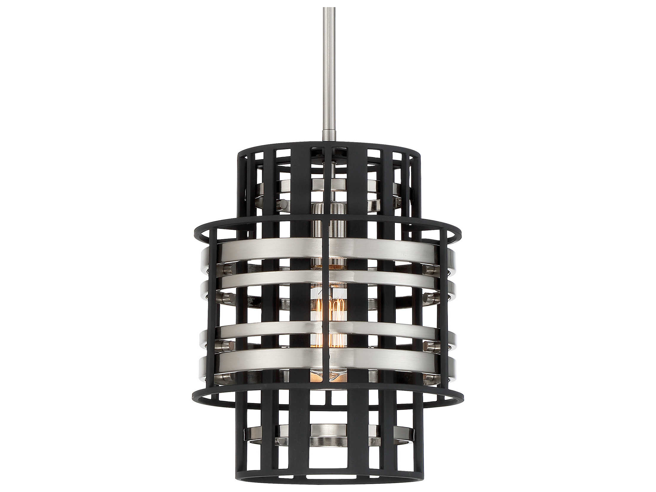 Metropolitan Preston 1-Light Brushed Nickel Sand Coal Black Mini Pendant