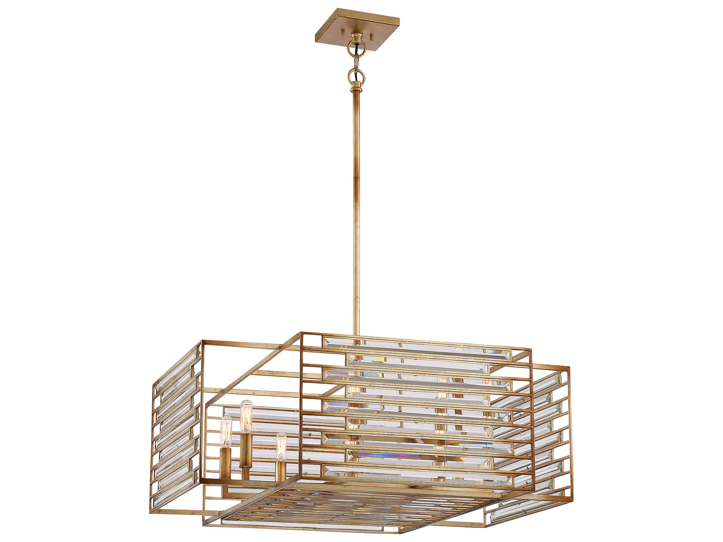 Metropolitan Ruxton Hall 8-Light Skyline Gold Leaf Crystal Candelabra Geometric Chandelier