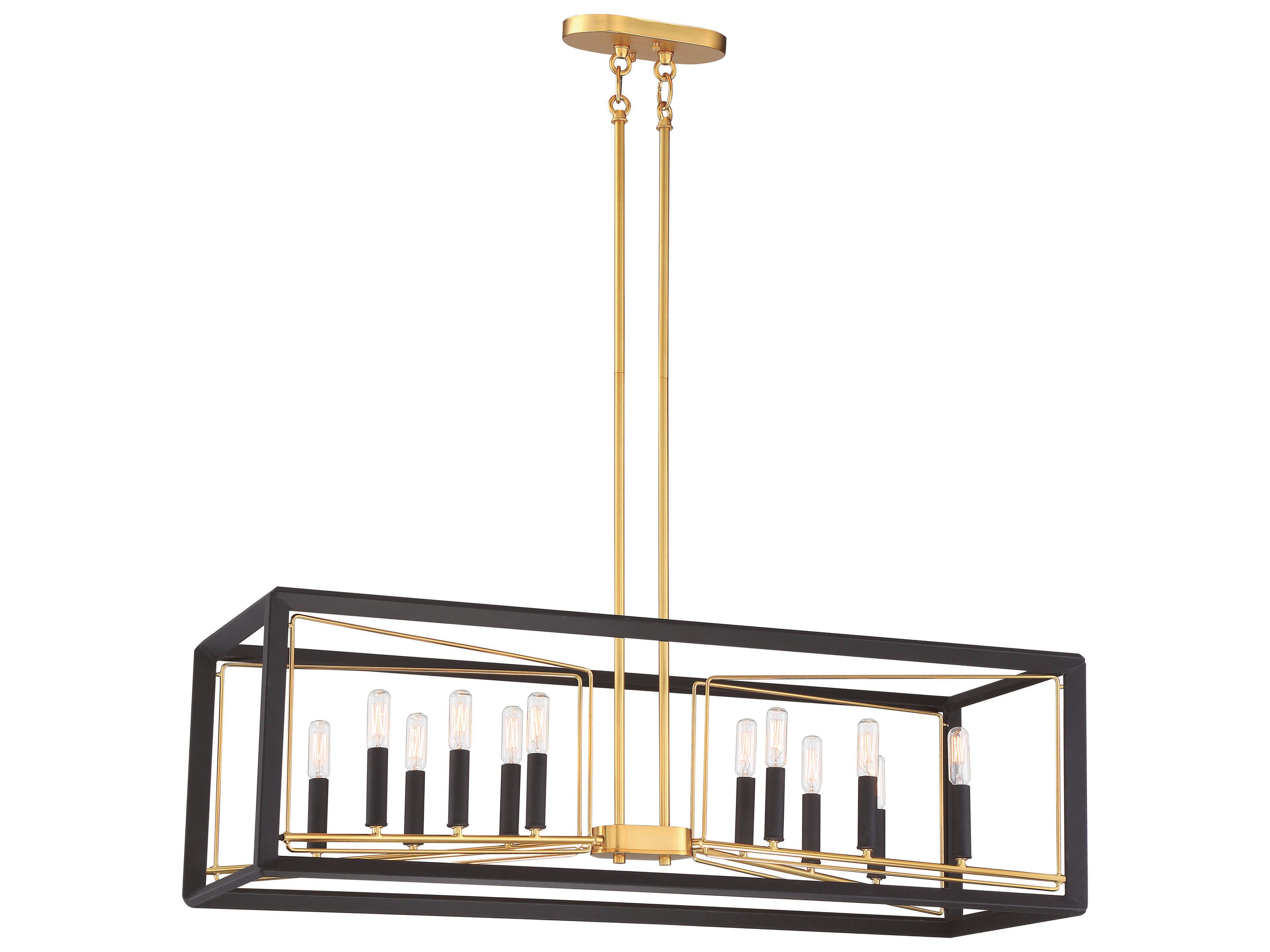 Metropolitan Sable Point 12-Light Sand Coal Honey Gold Black Linear Island Pendant