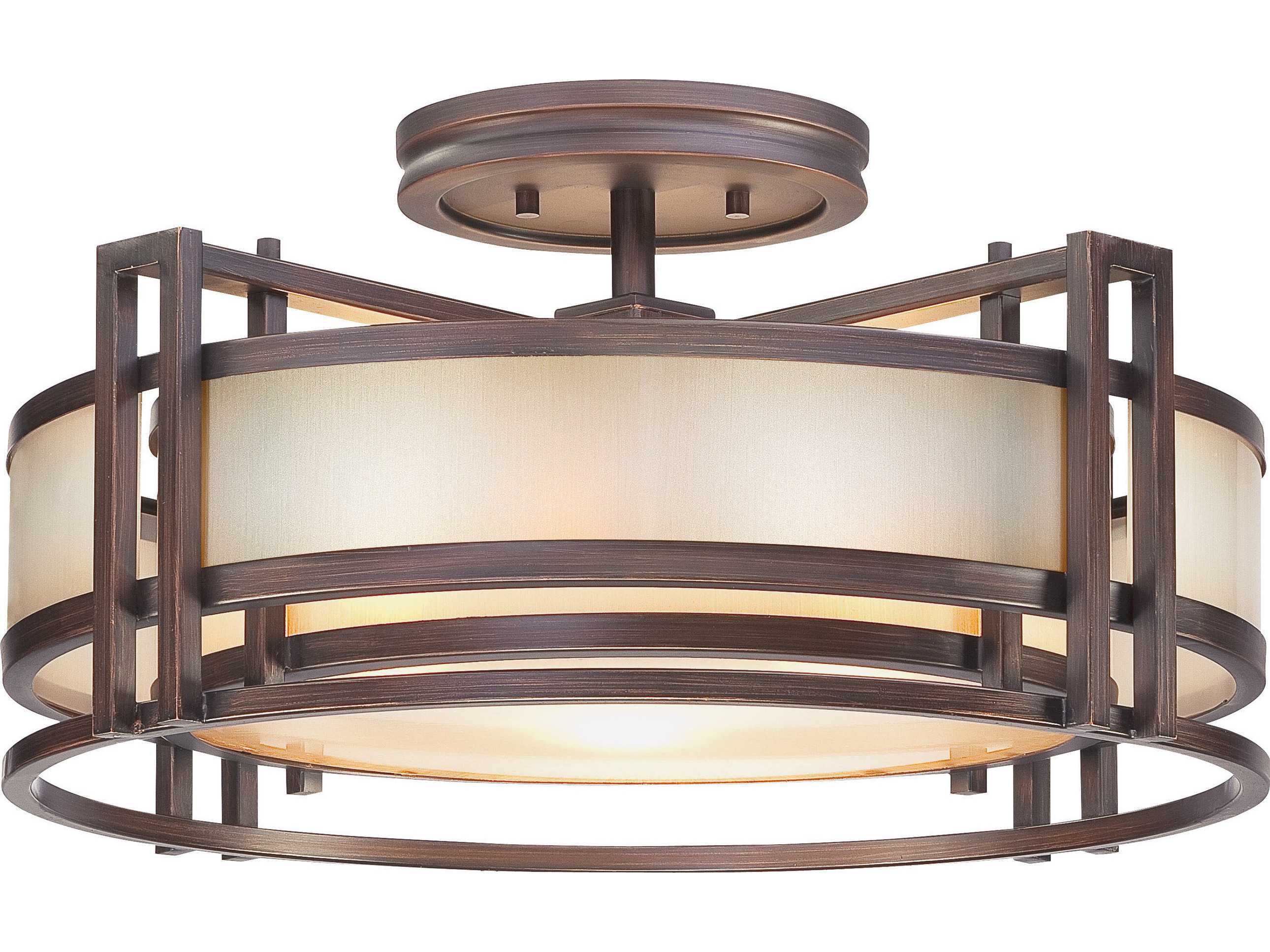 Metropolitan Underscore 3-Light Cimmaron Bronze Glass Semi Flush Mount