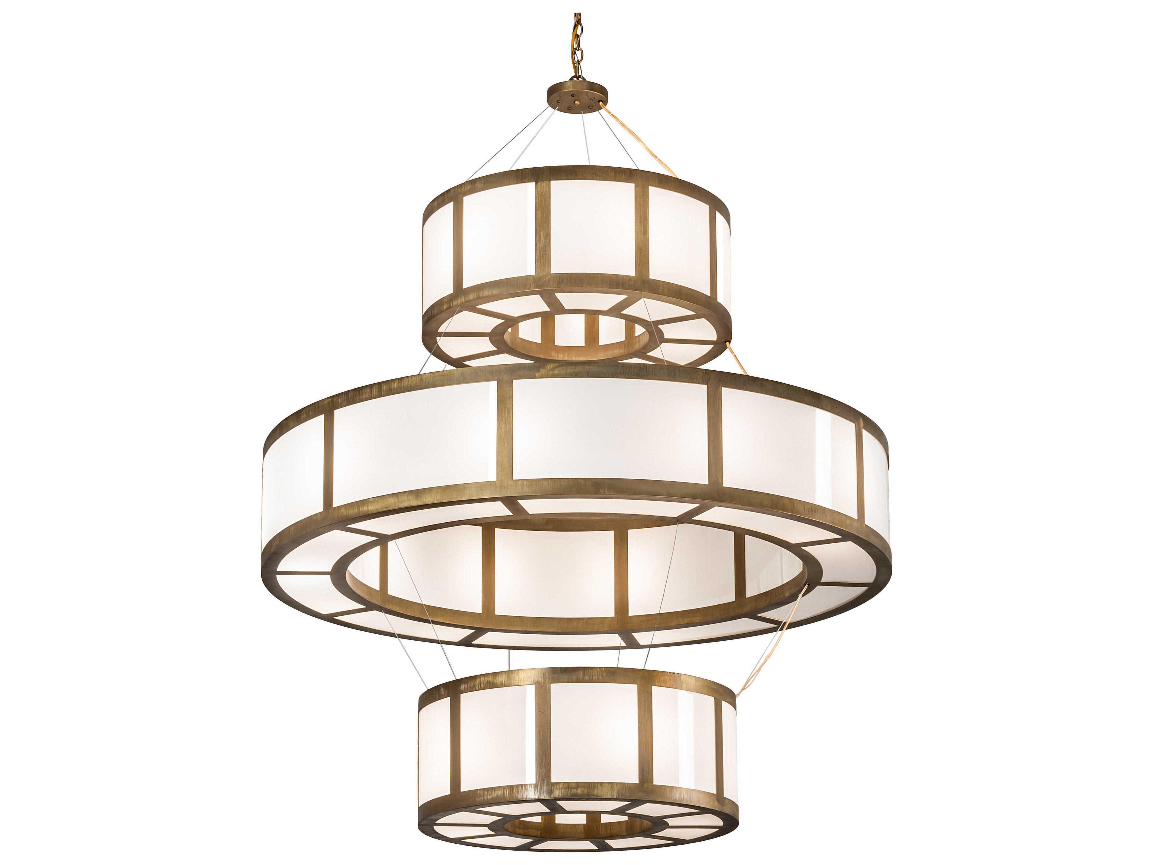 Meyda Alessandro 20-Light Brass Tint White Round Tiered Pendant