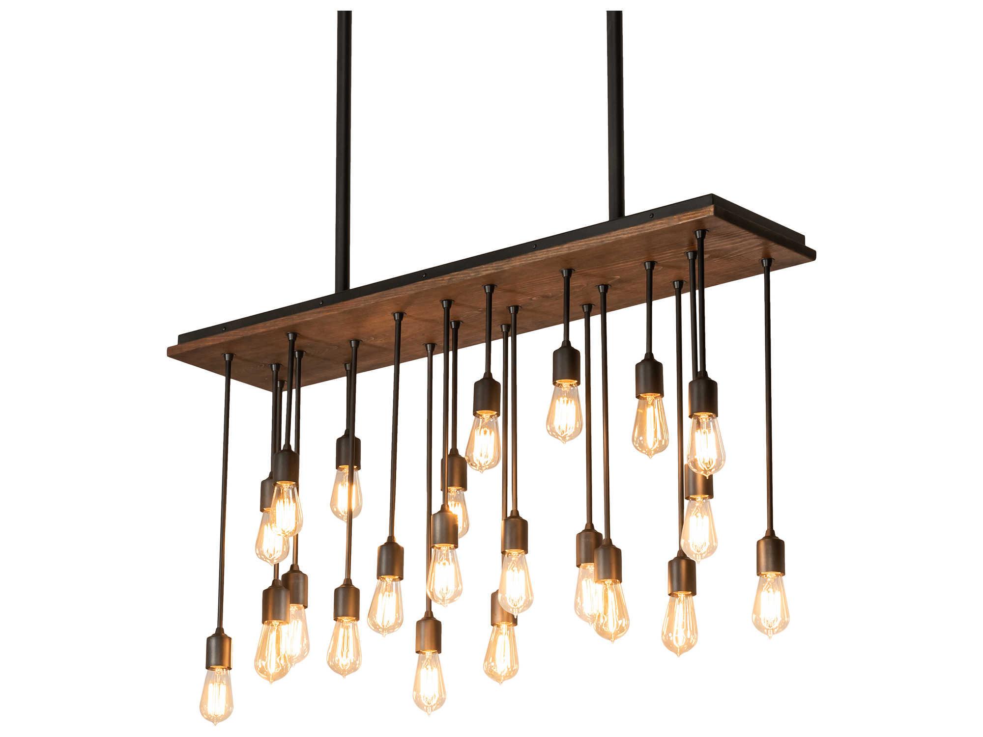 Meyda Alva 22-Light Natural Wood Brown LED Linear Island Pendant