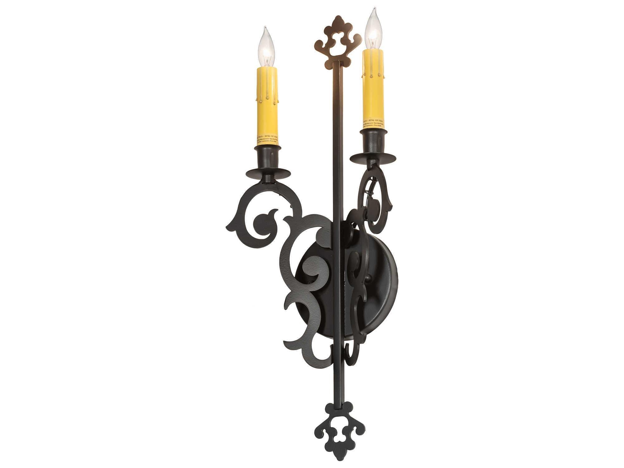 Meyda Aneila 2-Light Black Wall Sconce