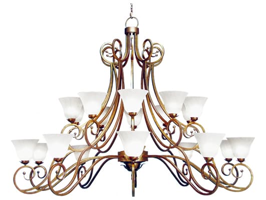 Meyda Angelo 20-Light Autumn Leaf Gold Glass Bell Tiered Chandelier