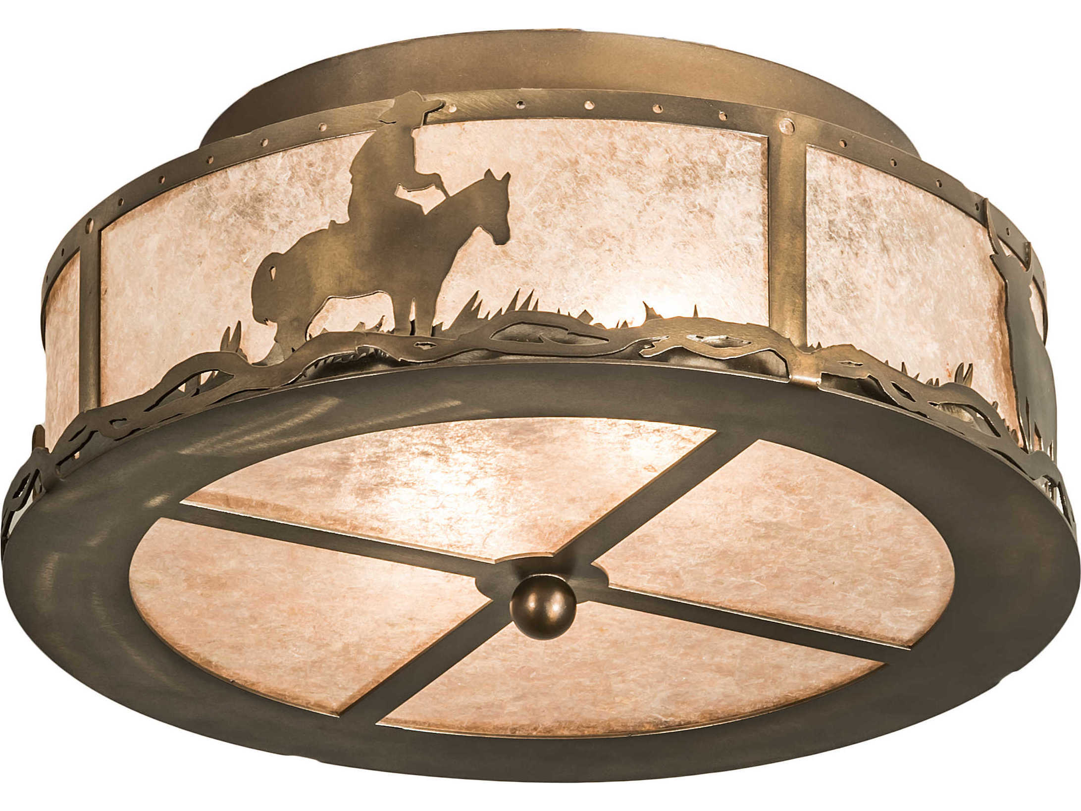 Meyda Animals 2-Light Copper Glass Drum Flush Mount
