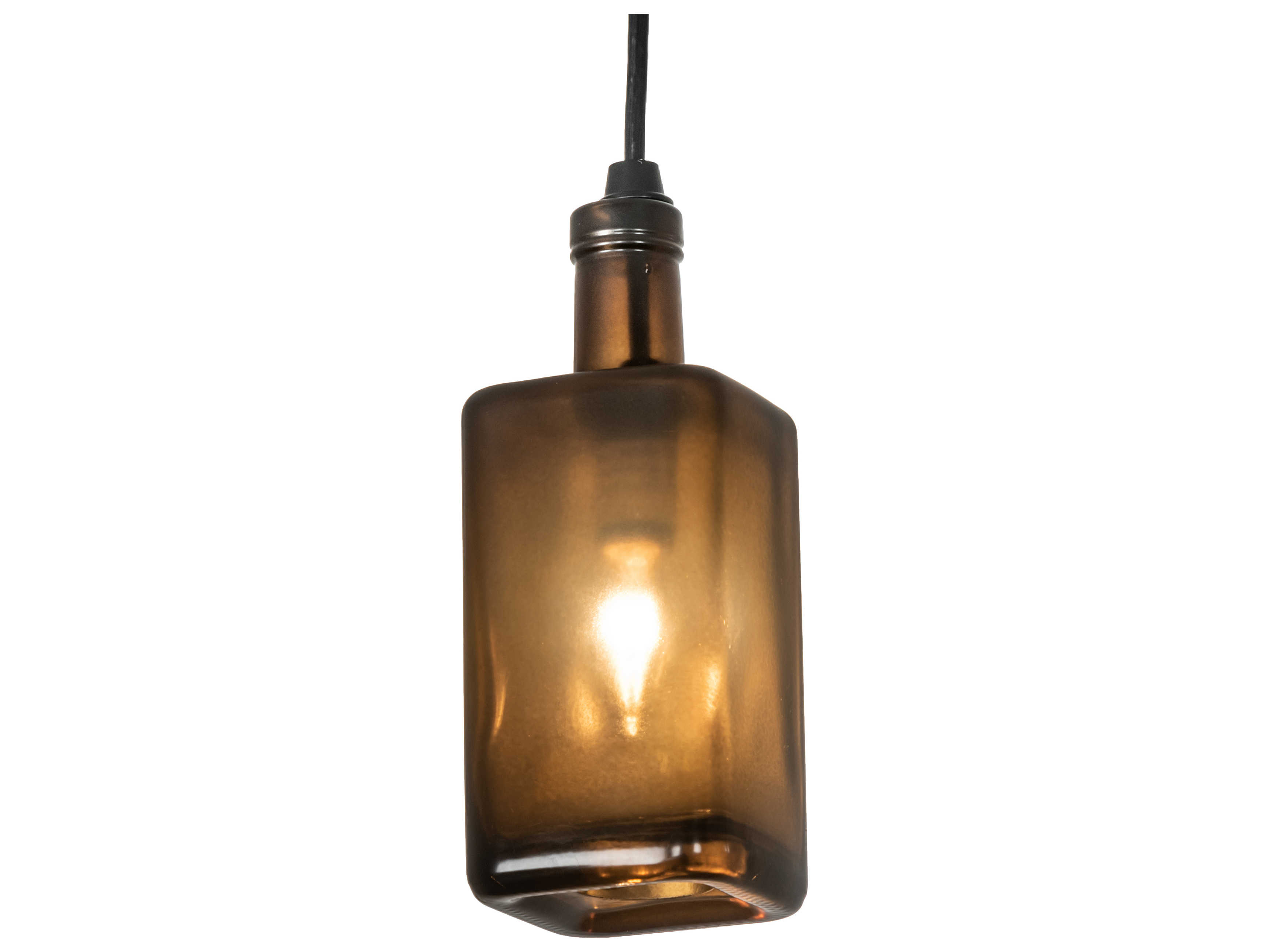 Meyda Antique 1-Light Solar Black Glass LED Lantern Mini Pendant