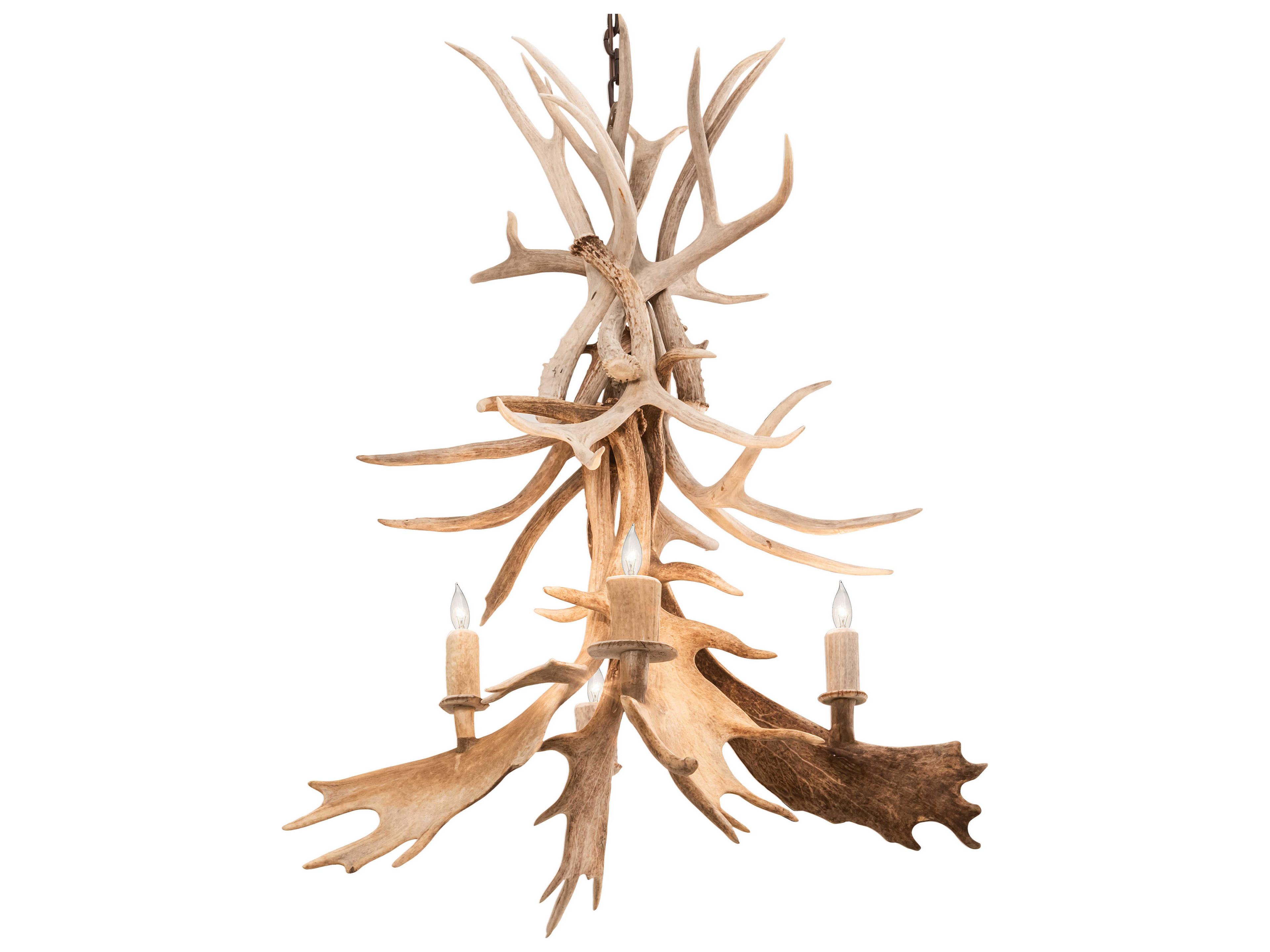 Meyda Antlers 4-Light Off White Candelabra Chandelier