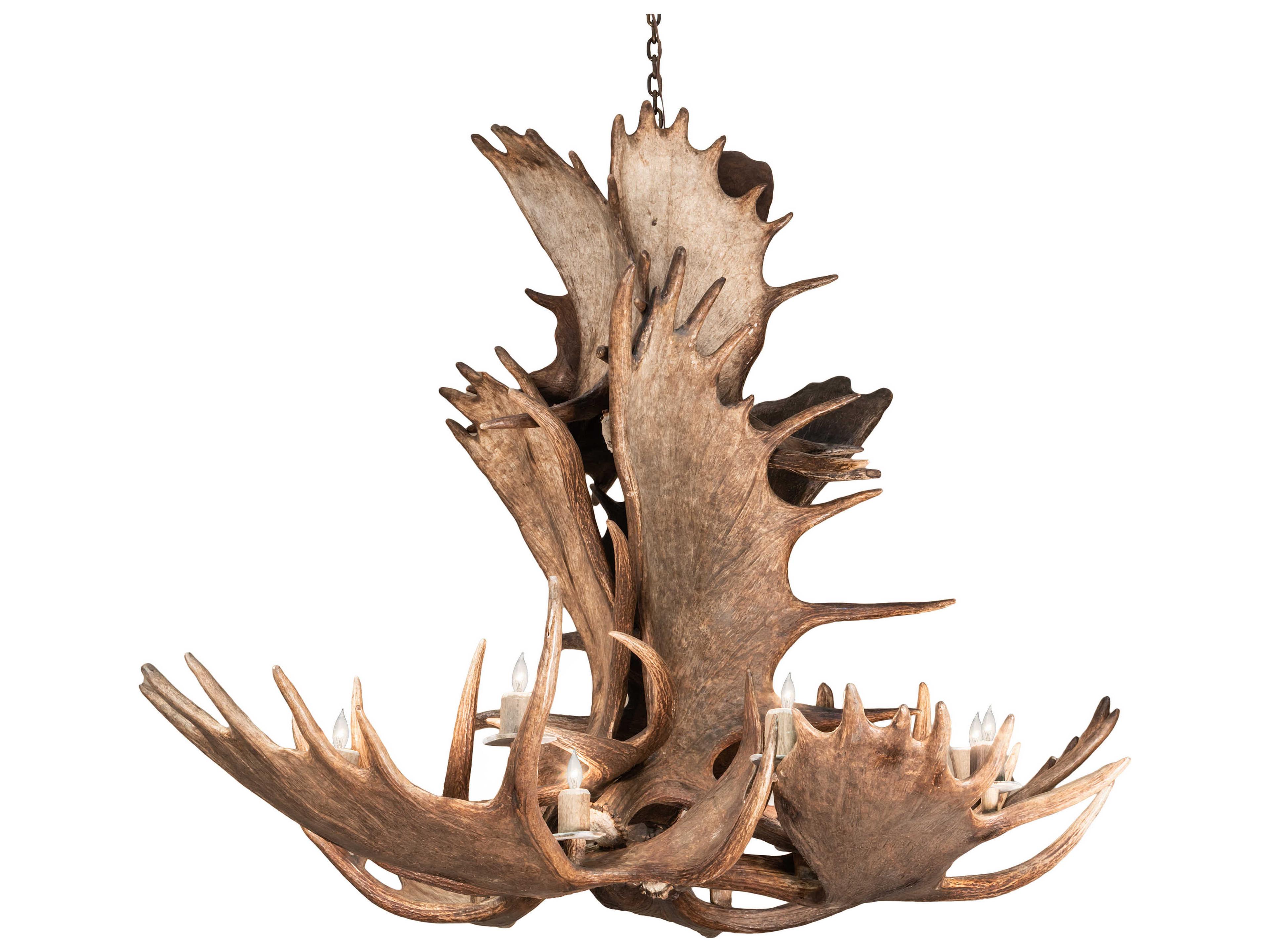 Meyda Antlers 12-Light Antique Copper Off White Candelabra Chandelier