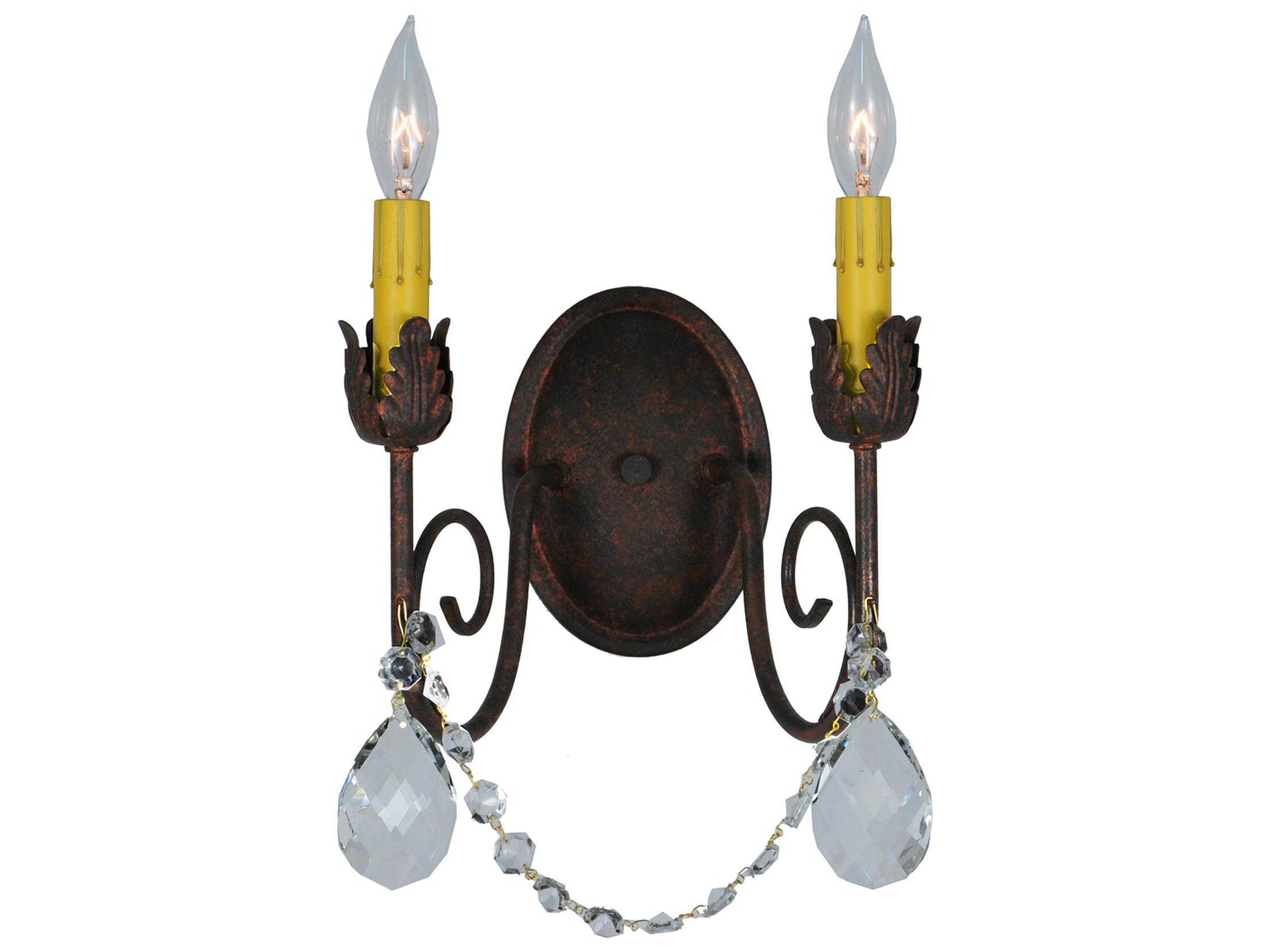 Meyda Antonia 2-Light Crystal Black Wall Sconce